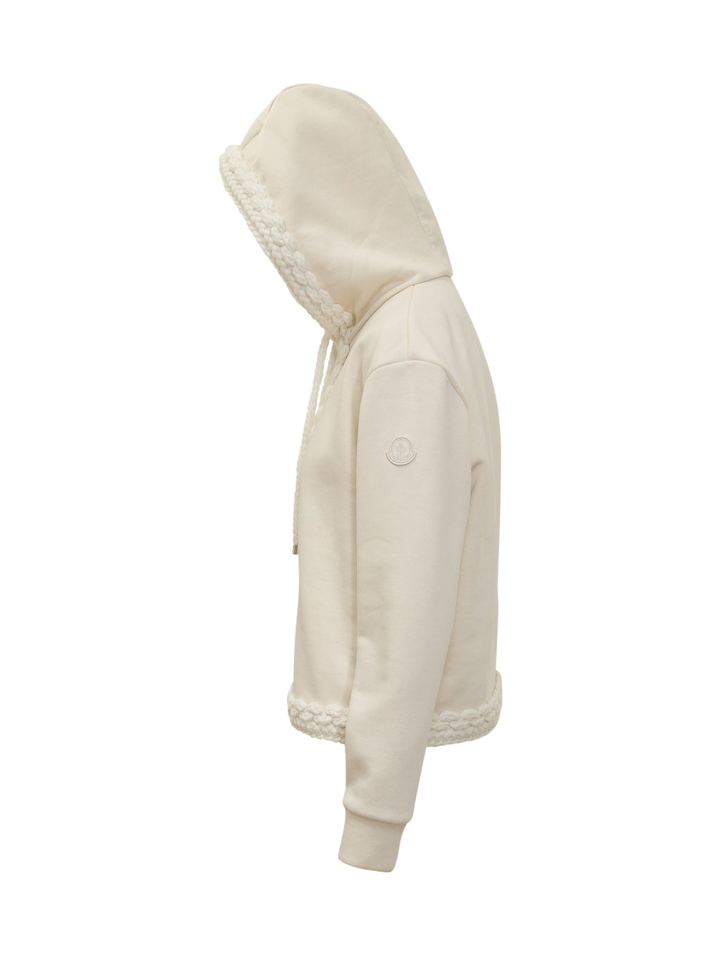 White Hoodie With Braided Trim Details Moncler – Гарантія оригінальності – детальний вид
