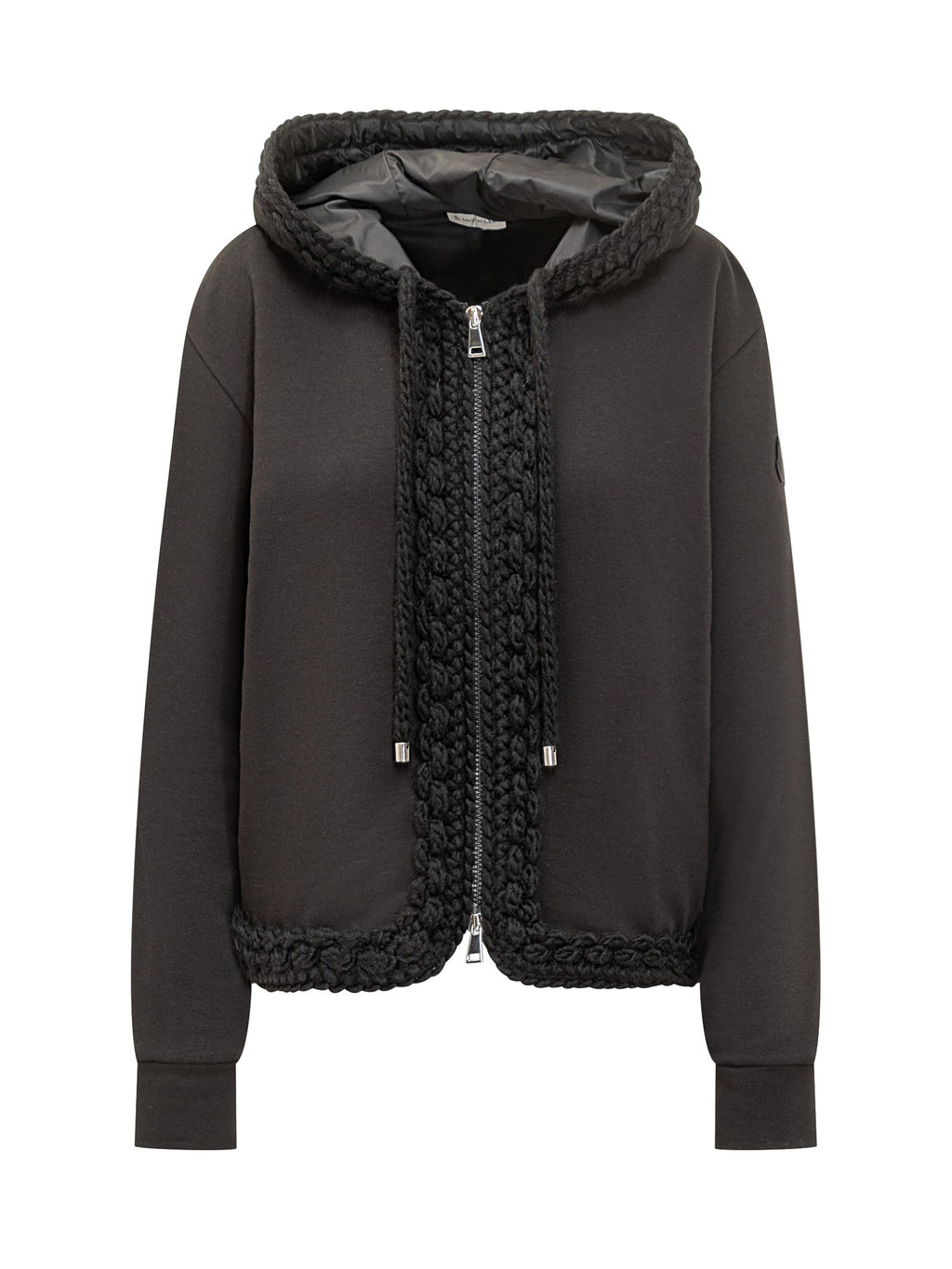 Black Hoodie With Braided Trim Details Moncler – Гарантія оригінальності – боковий вид