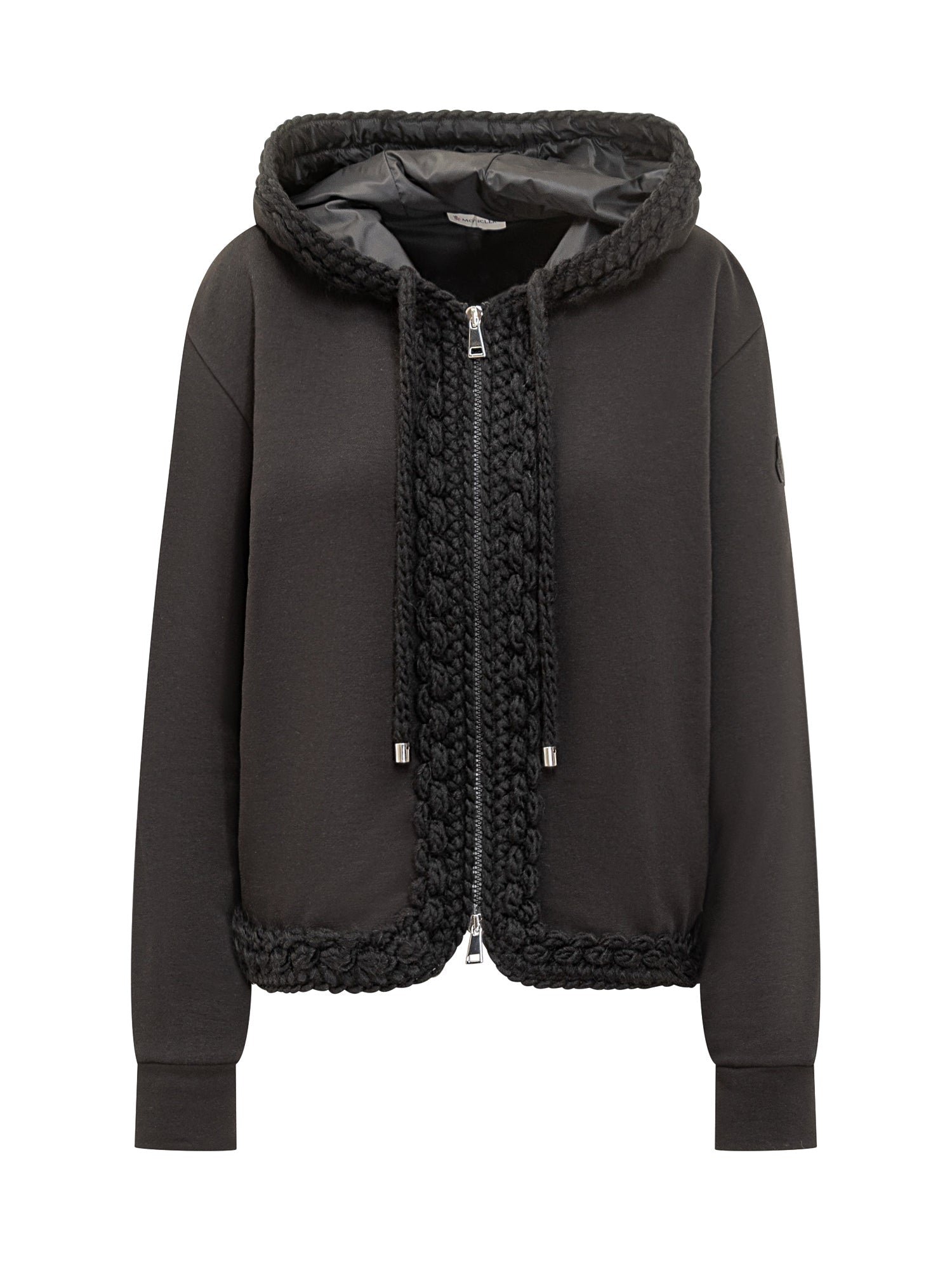 Black Hoodie With Braided Trim Details Moncler – Гарантія оригінальності – боковий вид