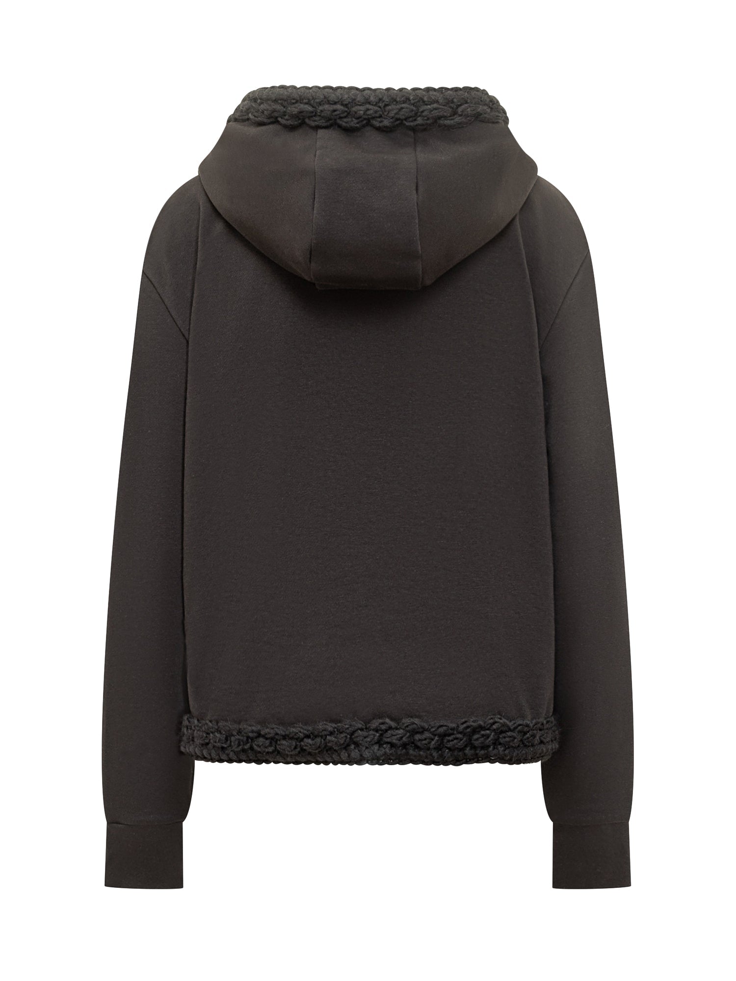 Black Hoodie With Braided Trim Details Moncler – Гарантія оригінальності – вид ззаду