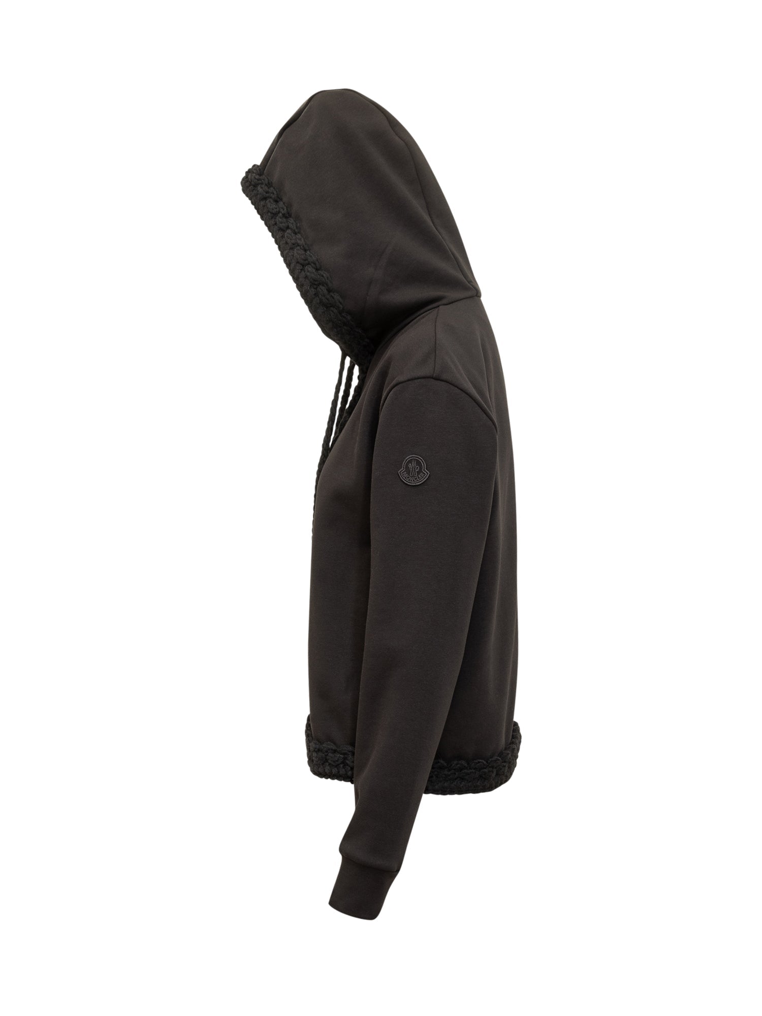 Black Hoodie With Braided Trim Details Moncler – Гарантія оригінальності – детальний вид