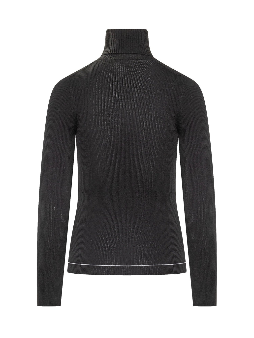 Black Fitted Ribbed Turtleneck Sweater By Moncler Moncler – Гарантія оригінальності – вид ззаду