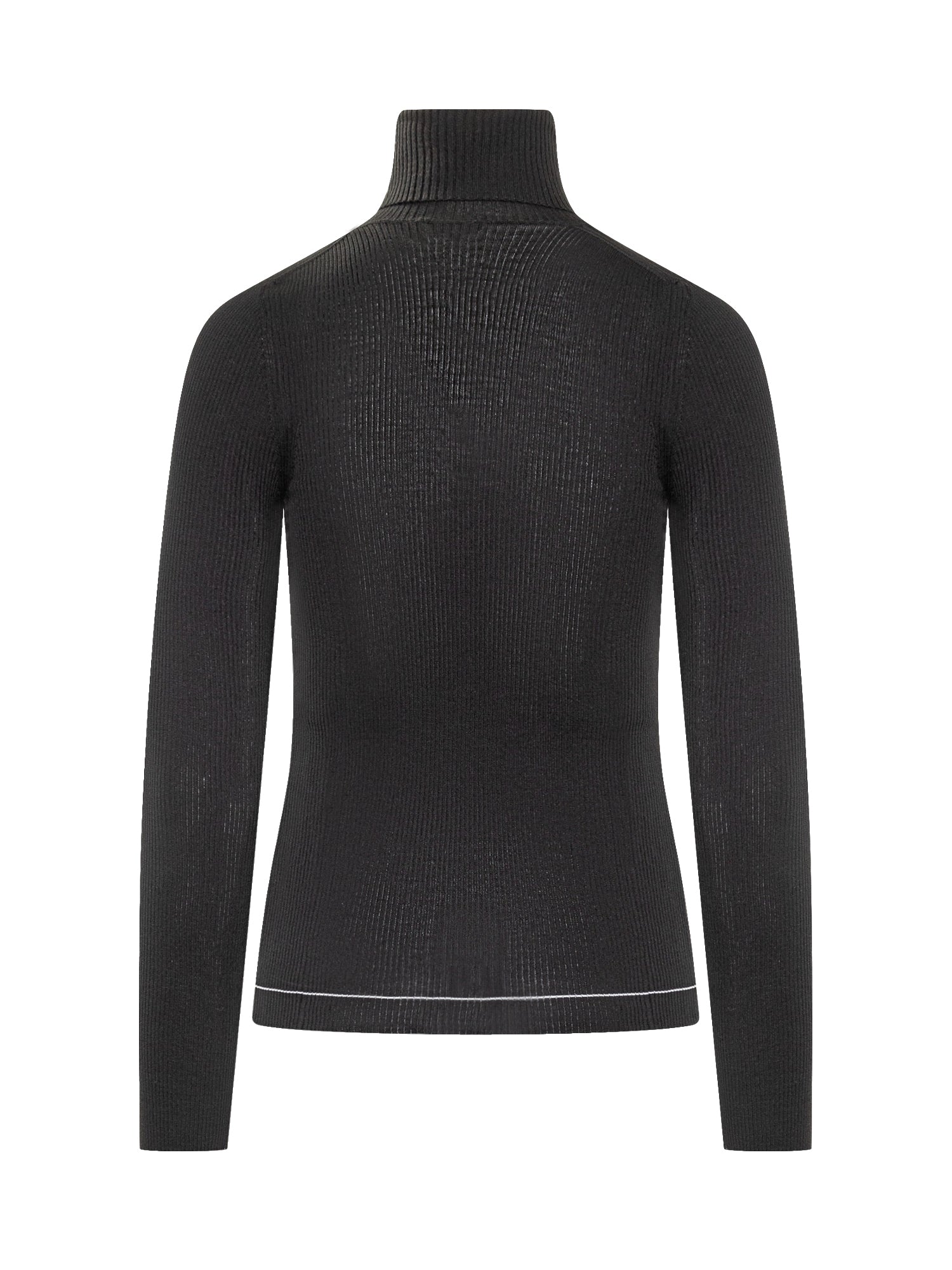 Black Fitted Ribbed Turtleneck Sweater By Moncler Moncler – Гарантія оригінальності – вид ззаду