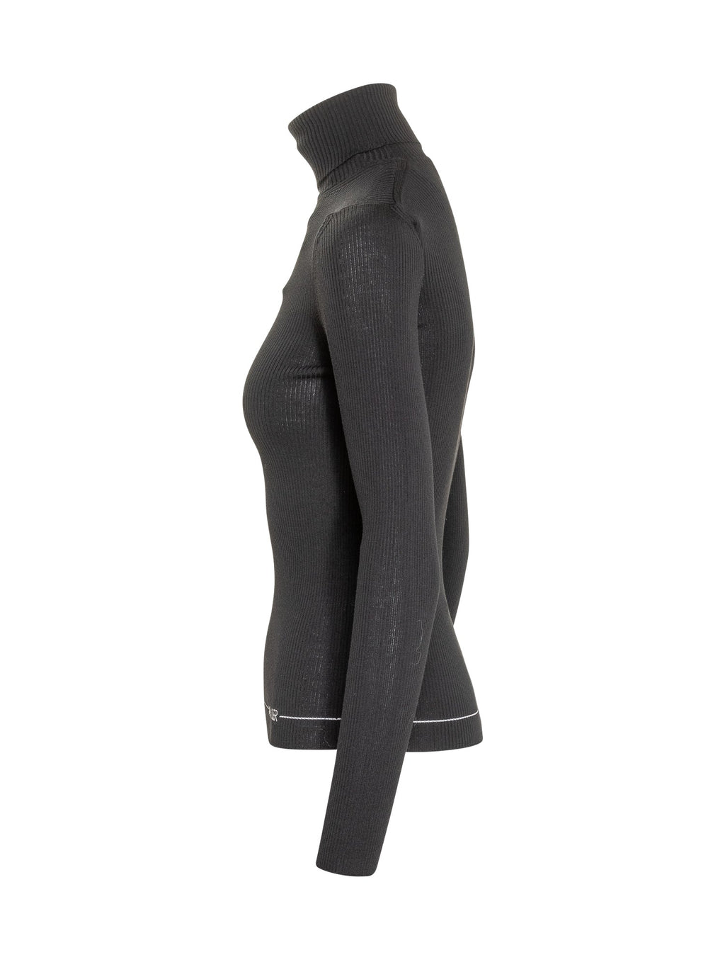 Black Fitted Ribbed Turtleneck Sweater By Moncler Moncler – Гарантія оригінальності – детальний вид