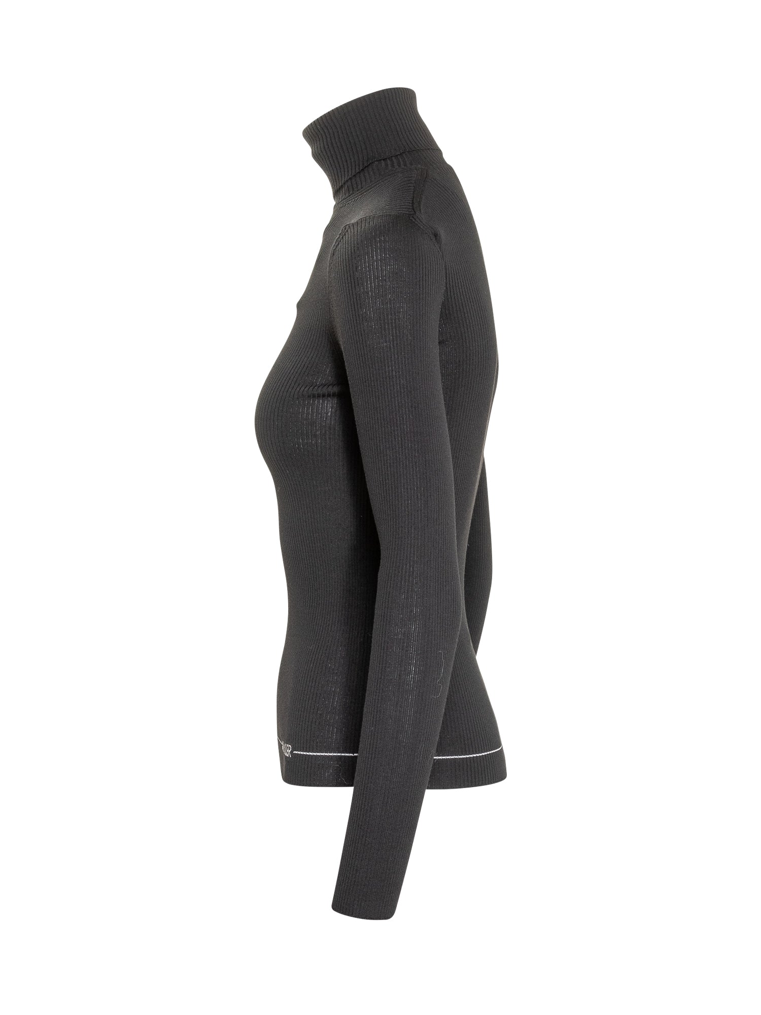 Black Fitted Ribbed Turtleneck Sweater By Moncler Moncler – Гарантія оригінальності – детальний вид