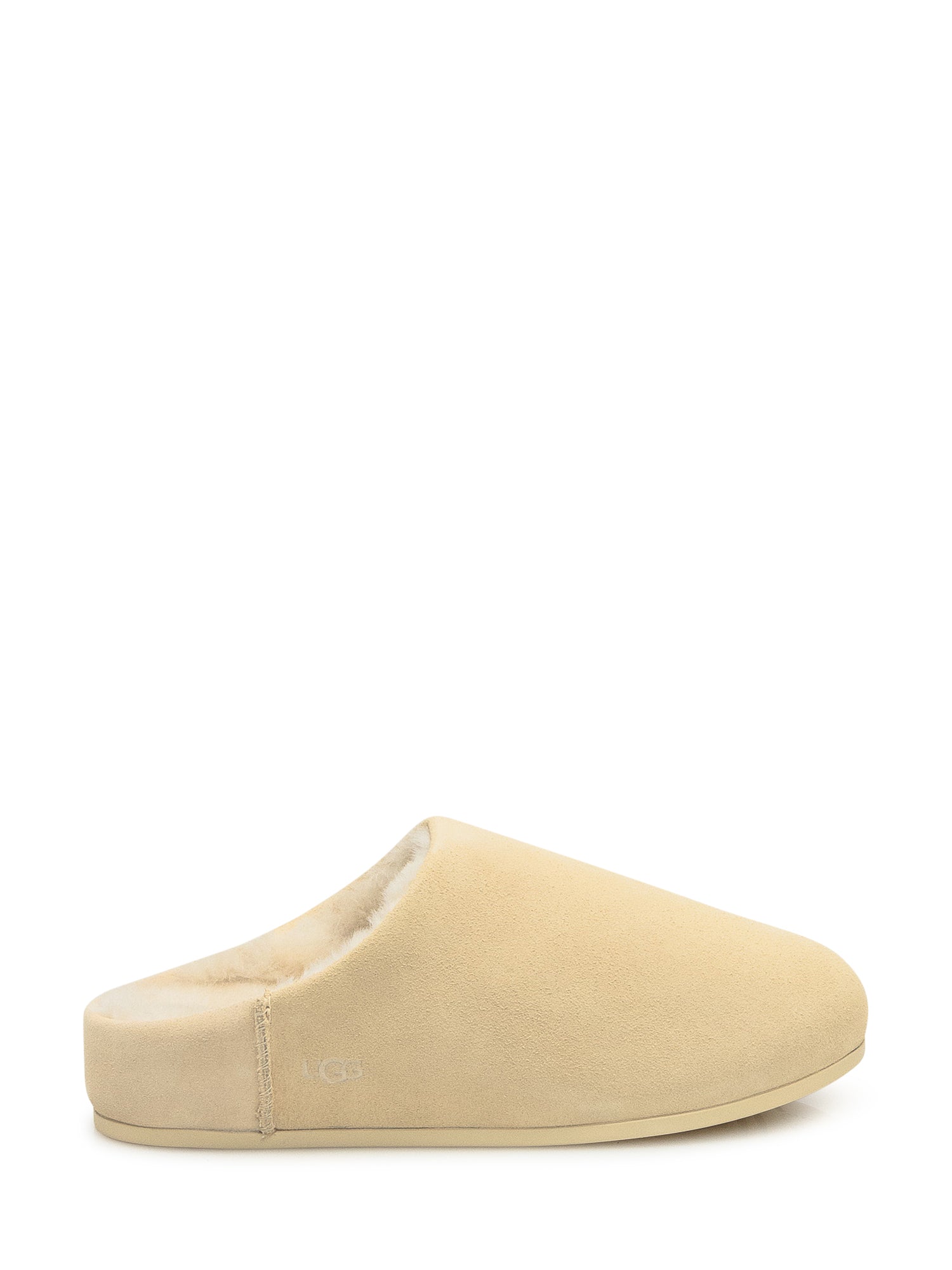 Beige Suede Slippers With Shearling Lining Ugg оригінал – Купити в Україні – боковий вид
