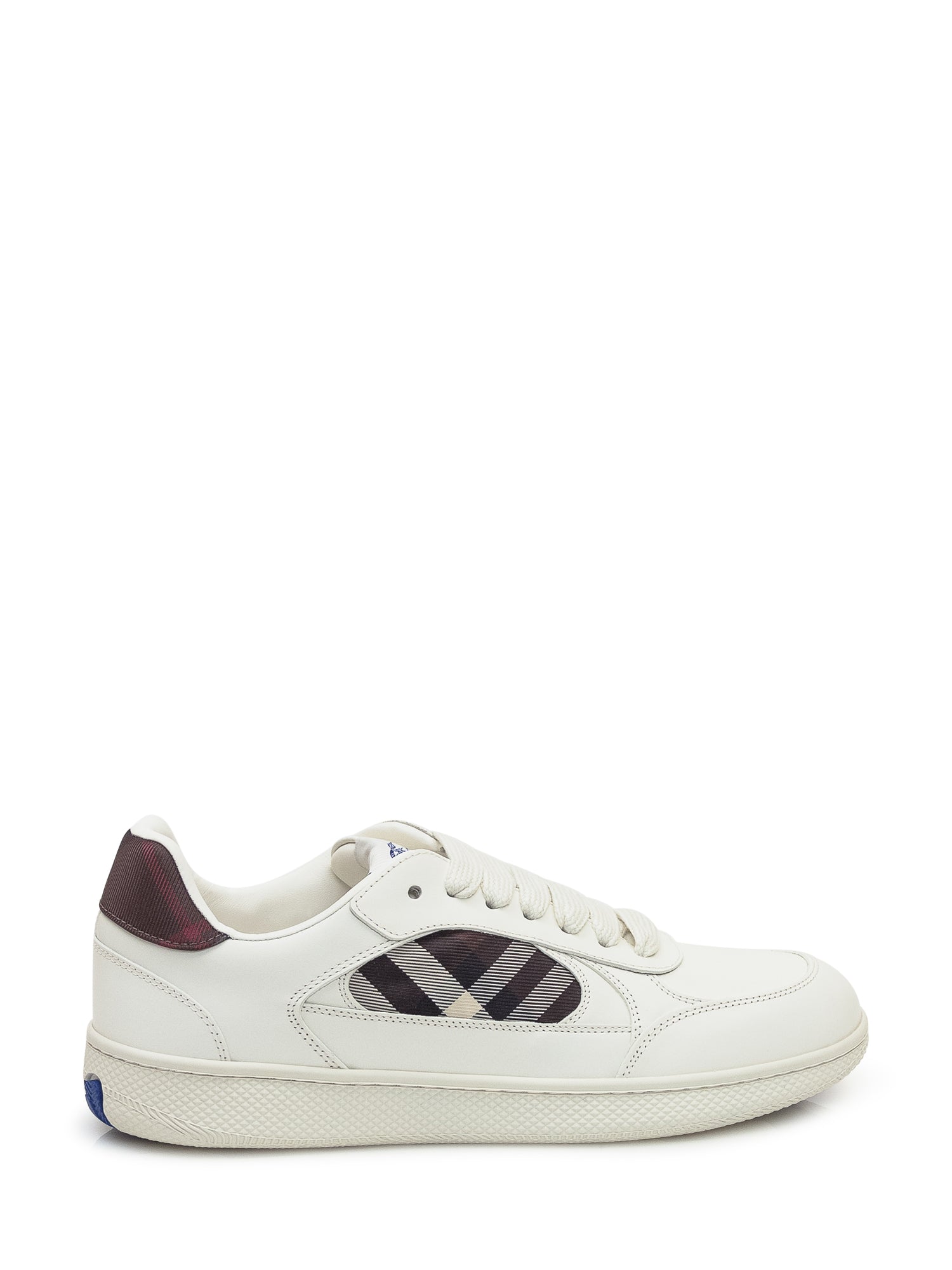 Low Top Leather Sneakers With Check Detail Burberry оригінал – Купити в Україні – боковий вид