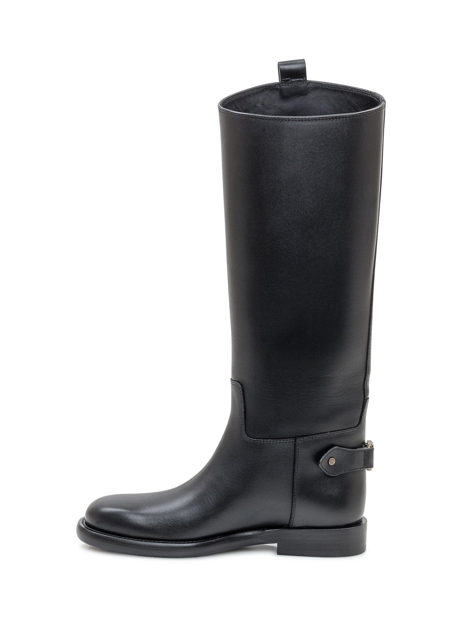 Оригінальна Black Leather Tall Boots With Buckle Burberry – збільшений вид