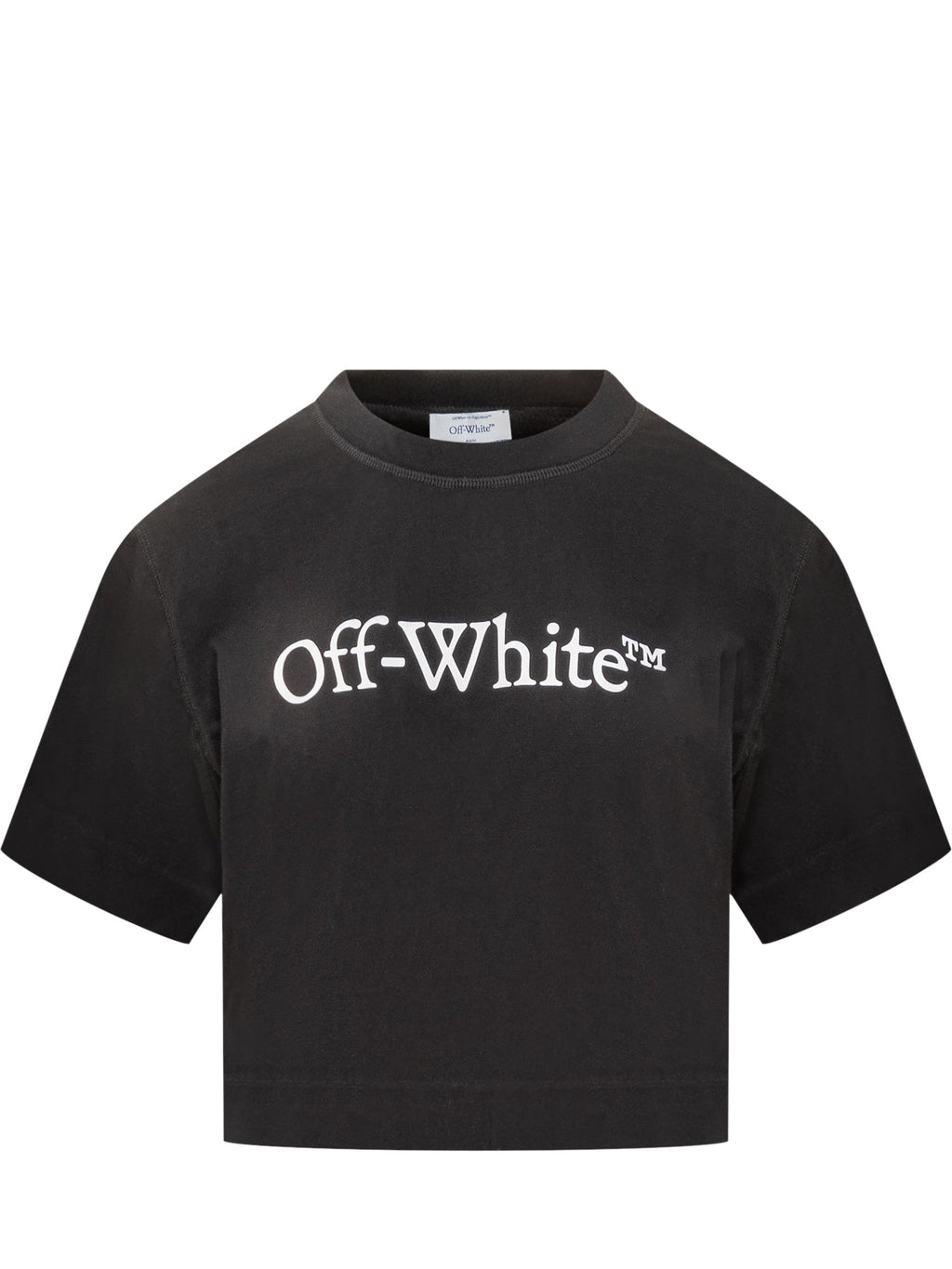 Black Crop T Shirt With White Logo Off-white – Гарантія оригінальності – боковий вид