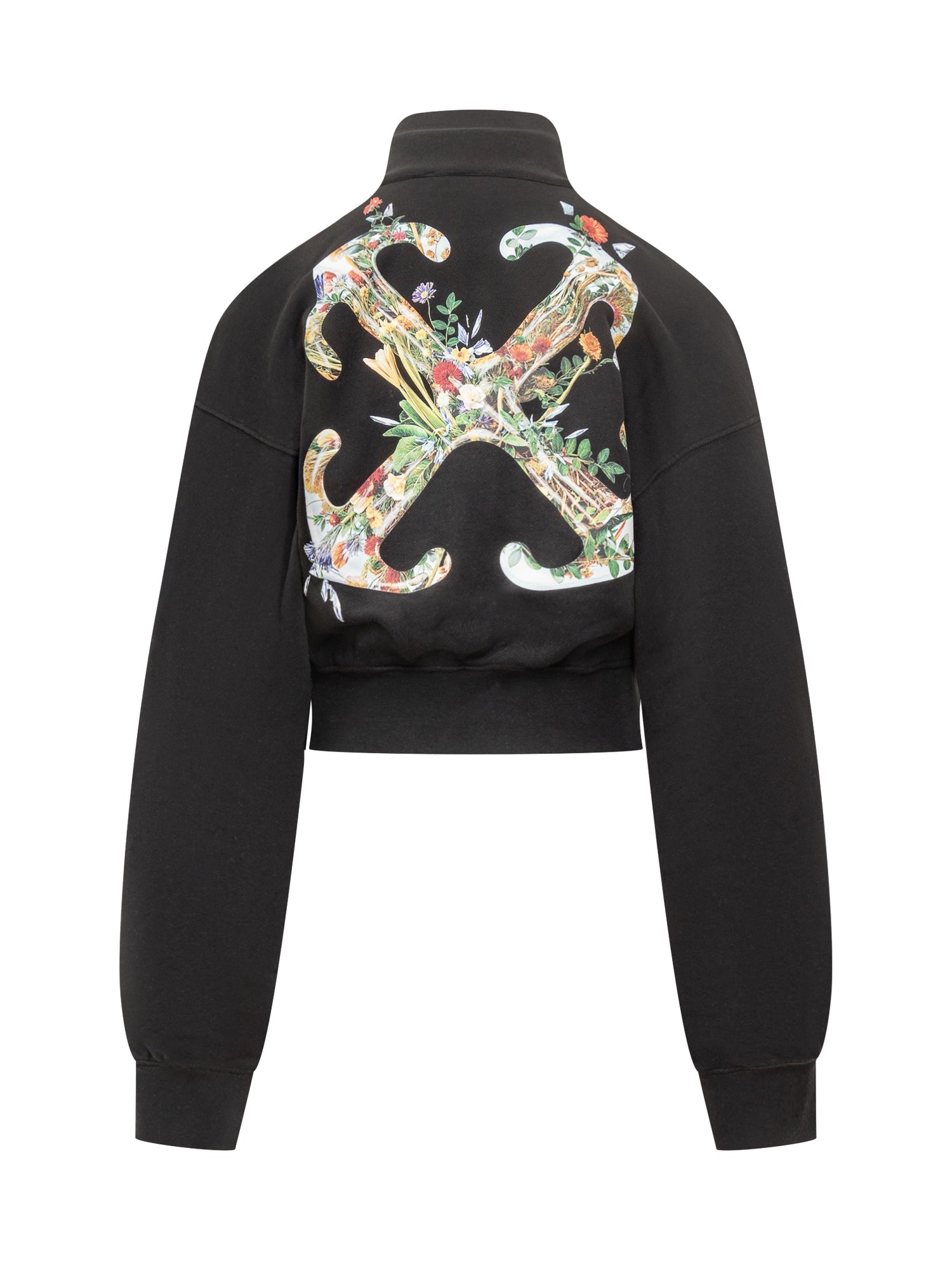 Оригінальна Black Zip Up Cropped Sweatshirt Off-white – вид ззаду
