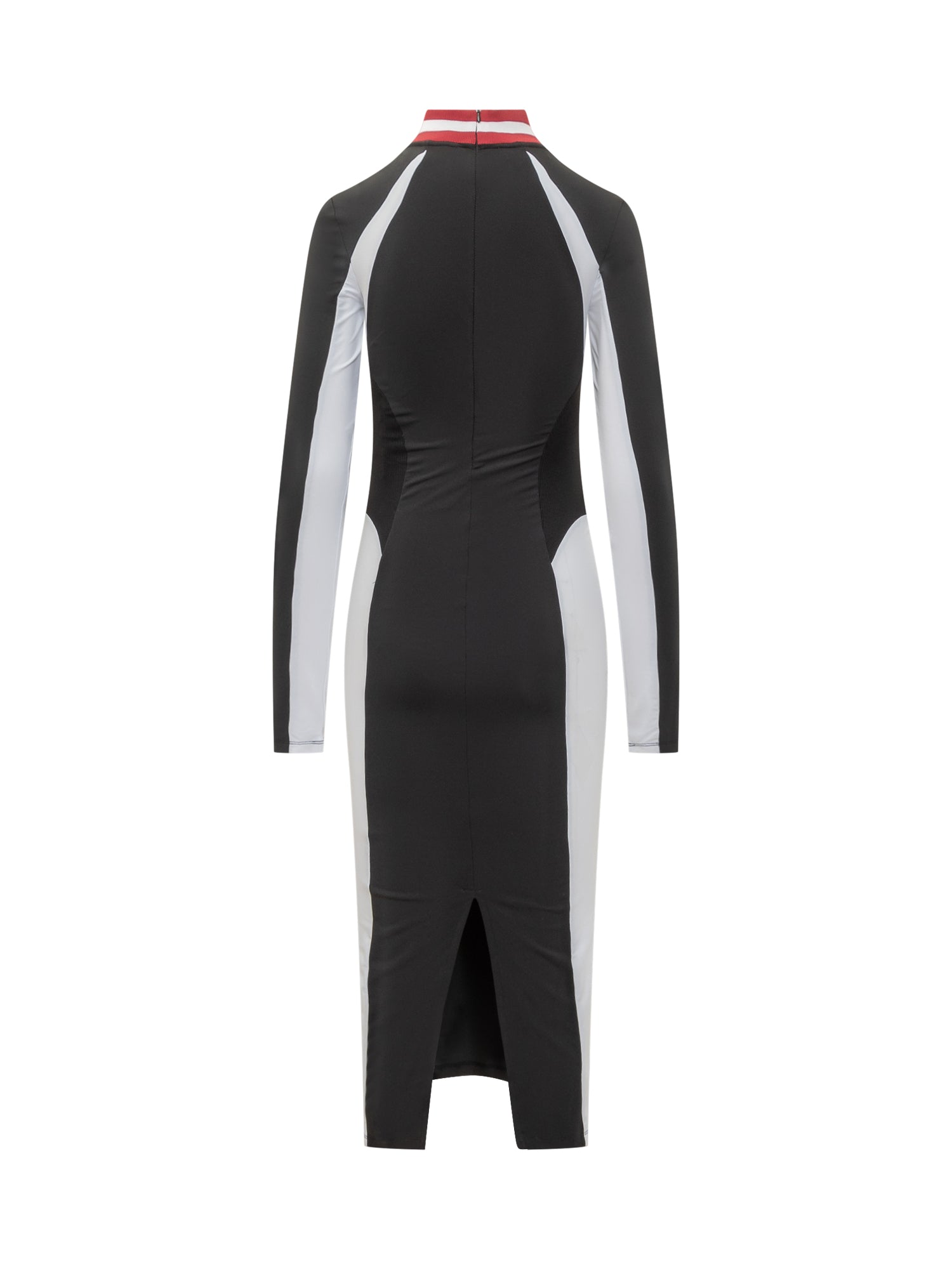 Оригінальна Black MIDI Dress With Zip And Logo Off-white – вид ззаду