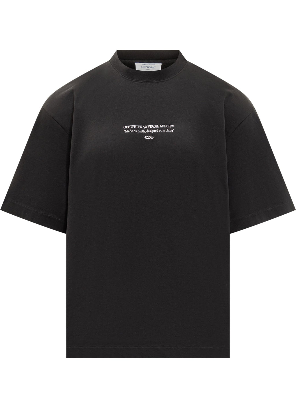 Black T Shirt With White Text Off-white оригінал – Купити в Україні – боковий вид