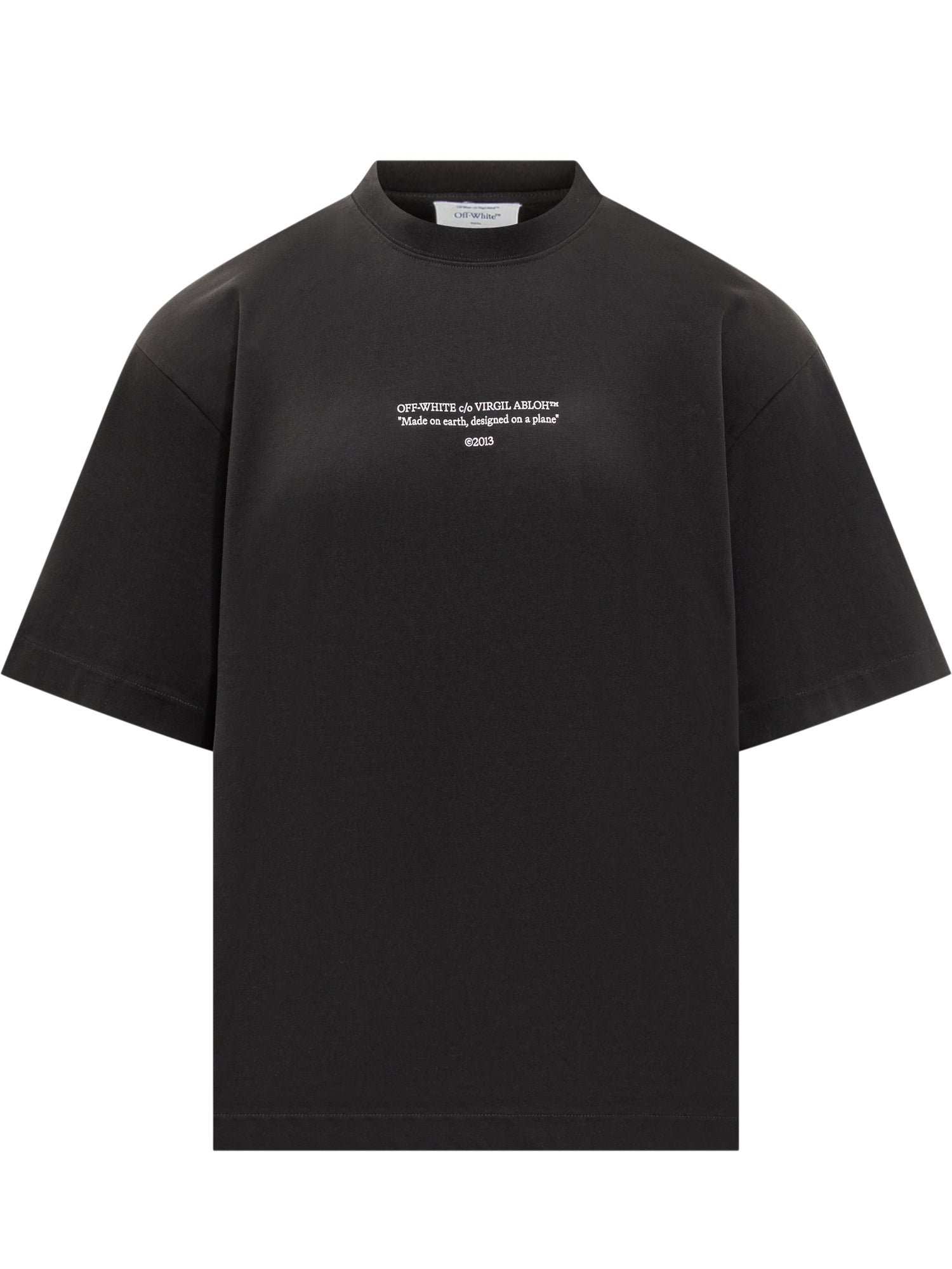 Black T Shirt With White Text Off-white оригінал – Купити в Україні – боковий вид