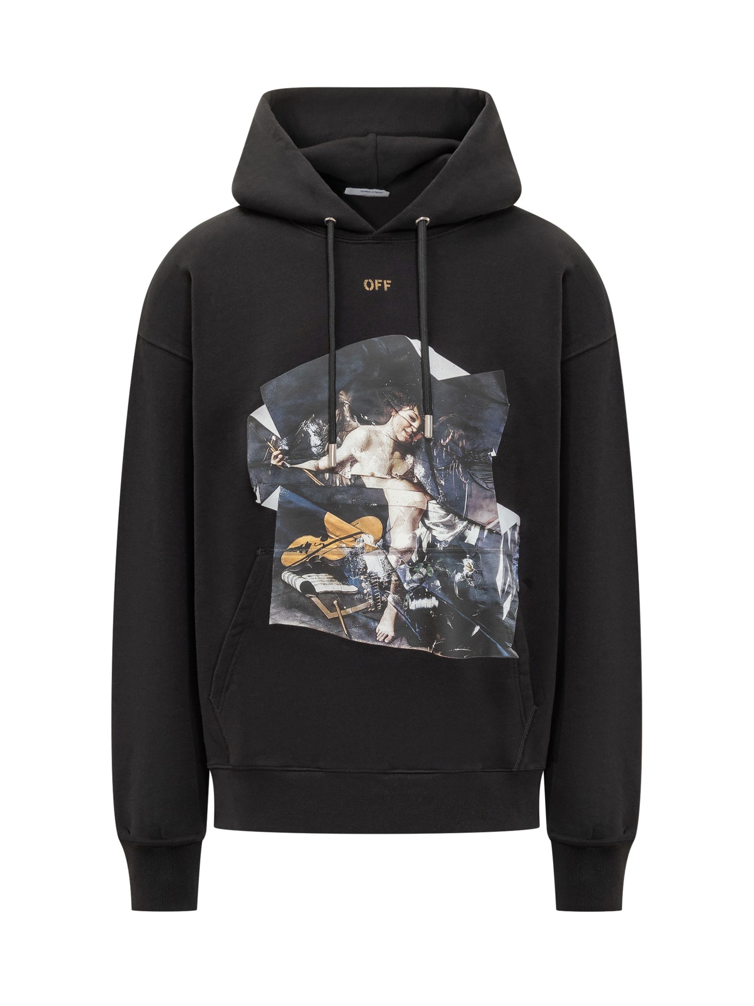 Оригінальна Black Hoodie With Artistic Print Off-white – боковий вид