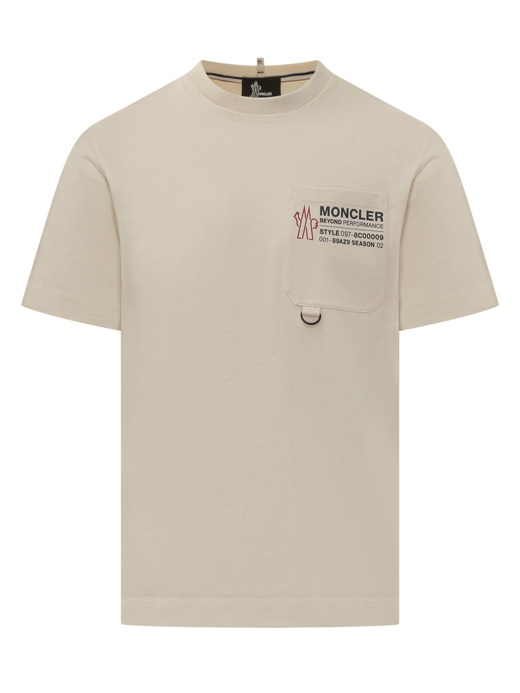 Beige Cotton T Shirt With Pocket Logo Moncler – Гарантія оригінальності – боковий вид