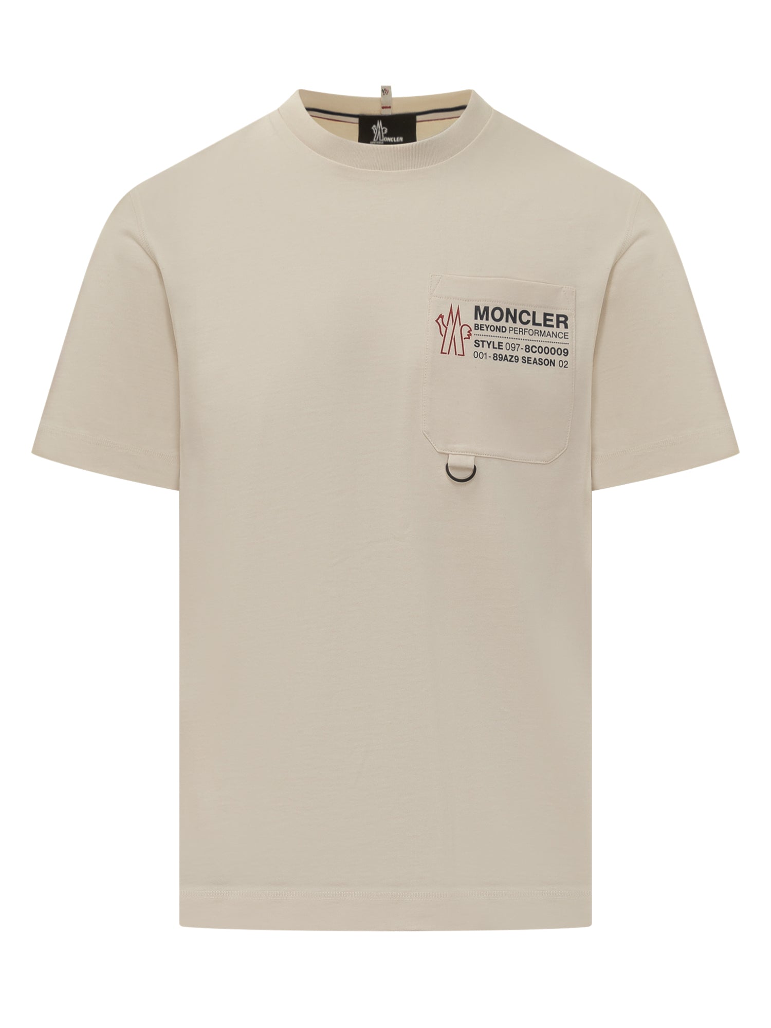 Beige Cotton T Shirt With Pocket Logo Moncler – Гарантія оригінальності – боковий вид