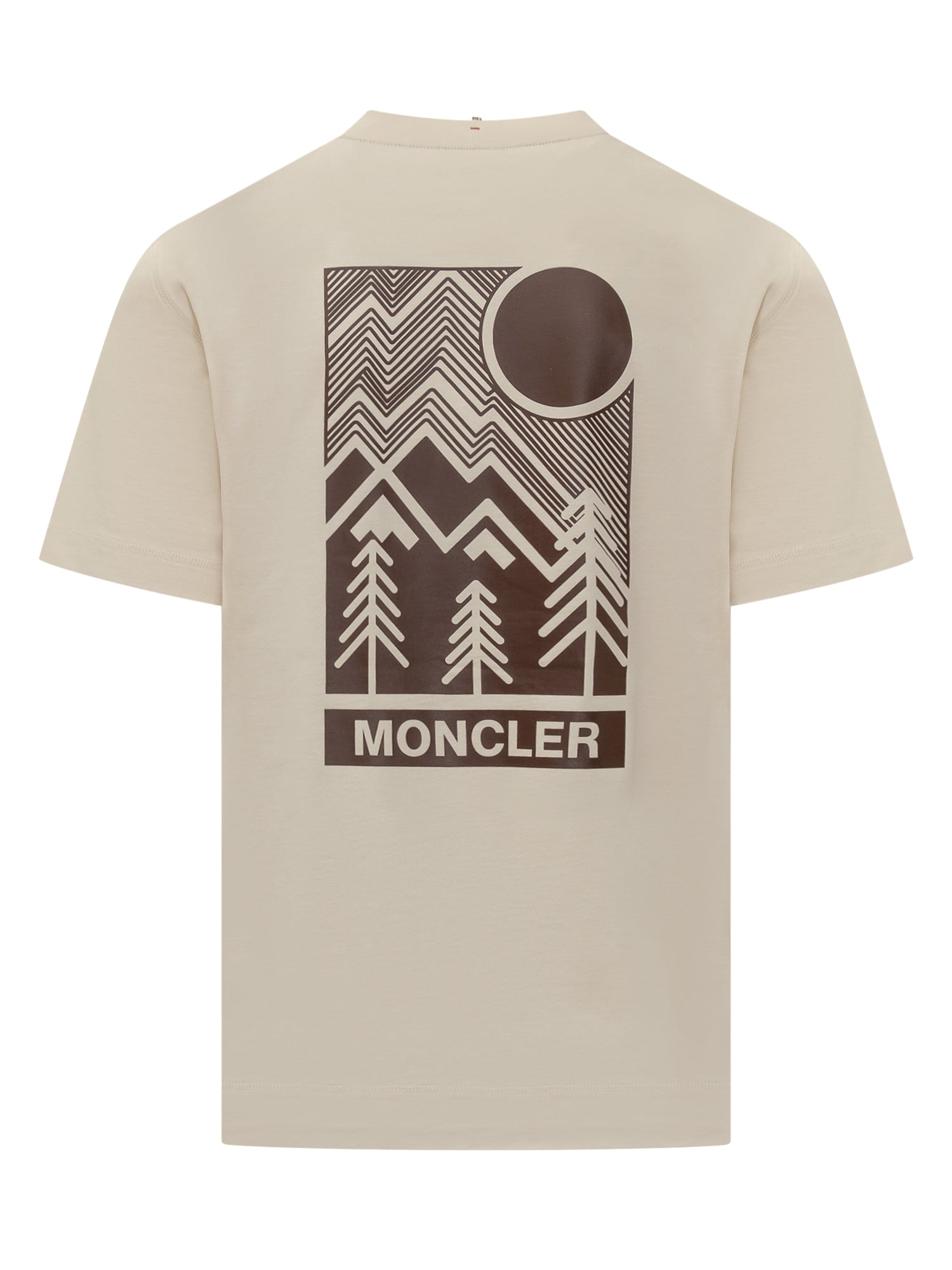 Beige Cotton T Shirt With Pocket Logo Moncler – Гарантія оригінальності – вид ззаду