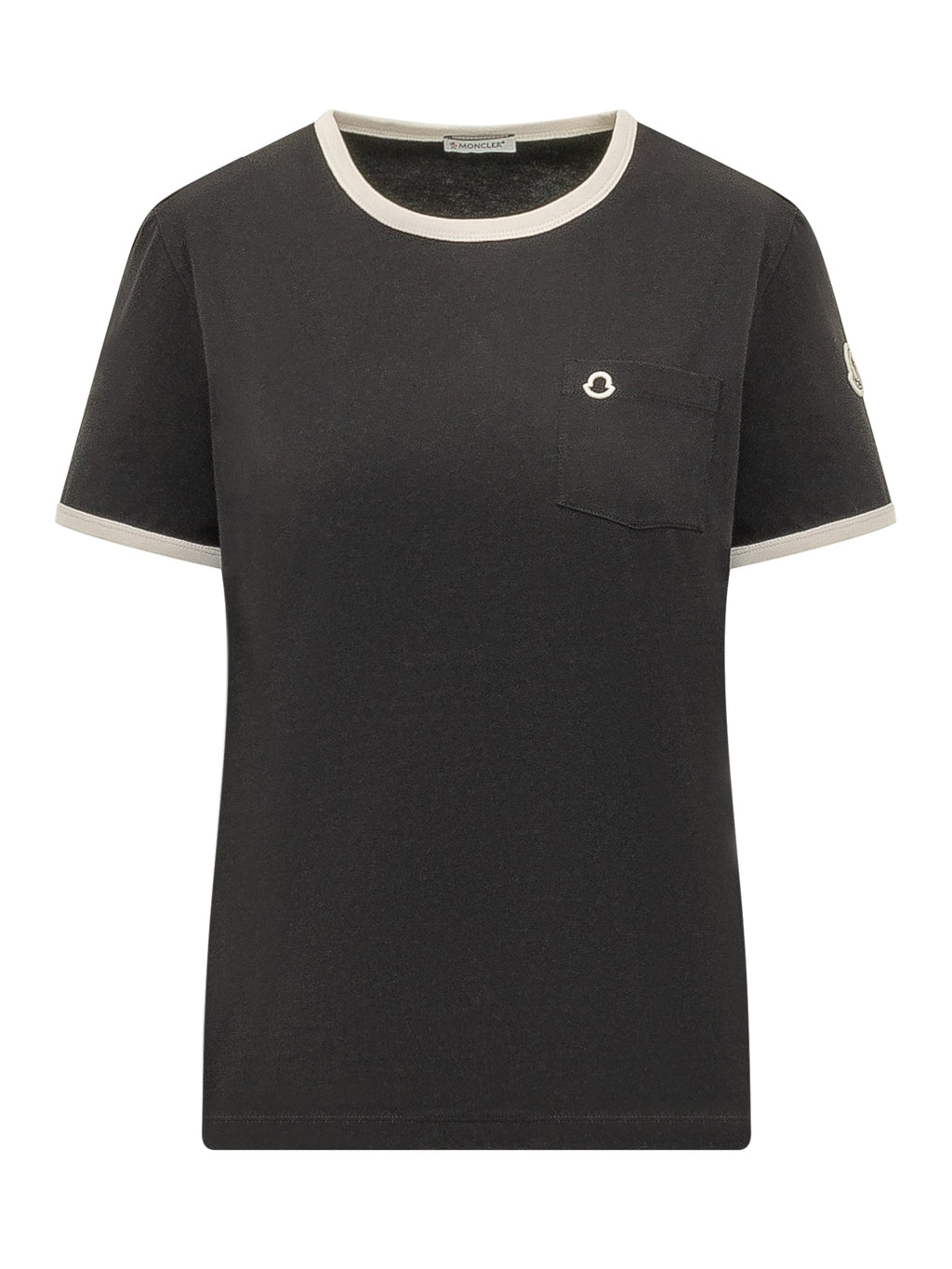 T-Shirt With Contrast Trims And Chest Pocket Moncler оригінал – Купити в Україні – боковий вид