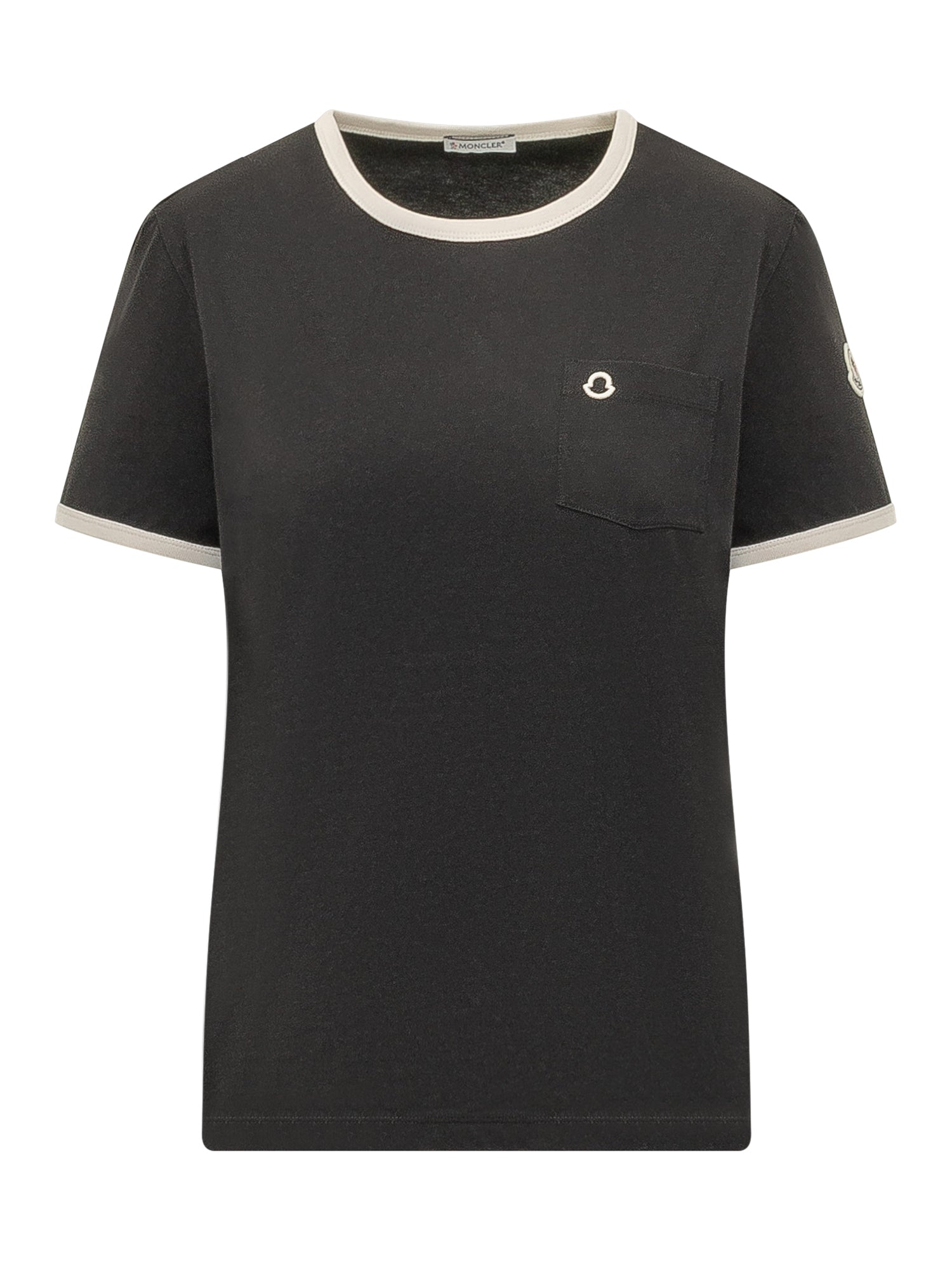 T-Shirt With Contrast Trims And Chest Pocket Moncler оригінал – Купити в Україні – боковий вид