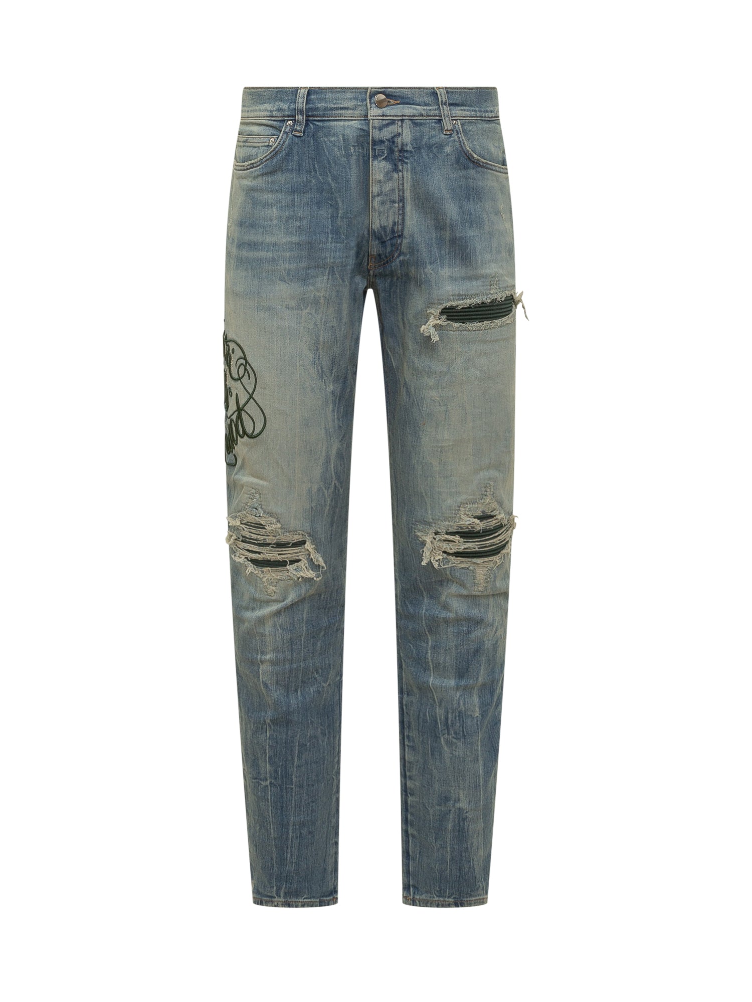 Slim Jeans With Rips And Embroidery Amiri – Гарантія оригінальності – боковий вид