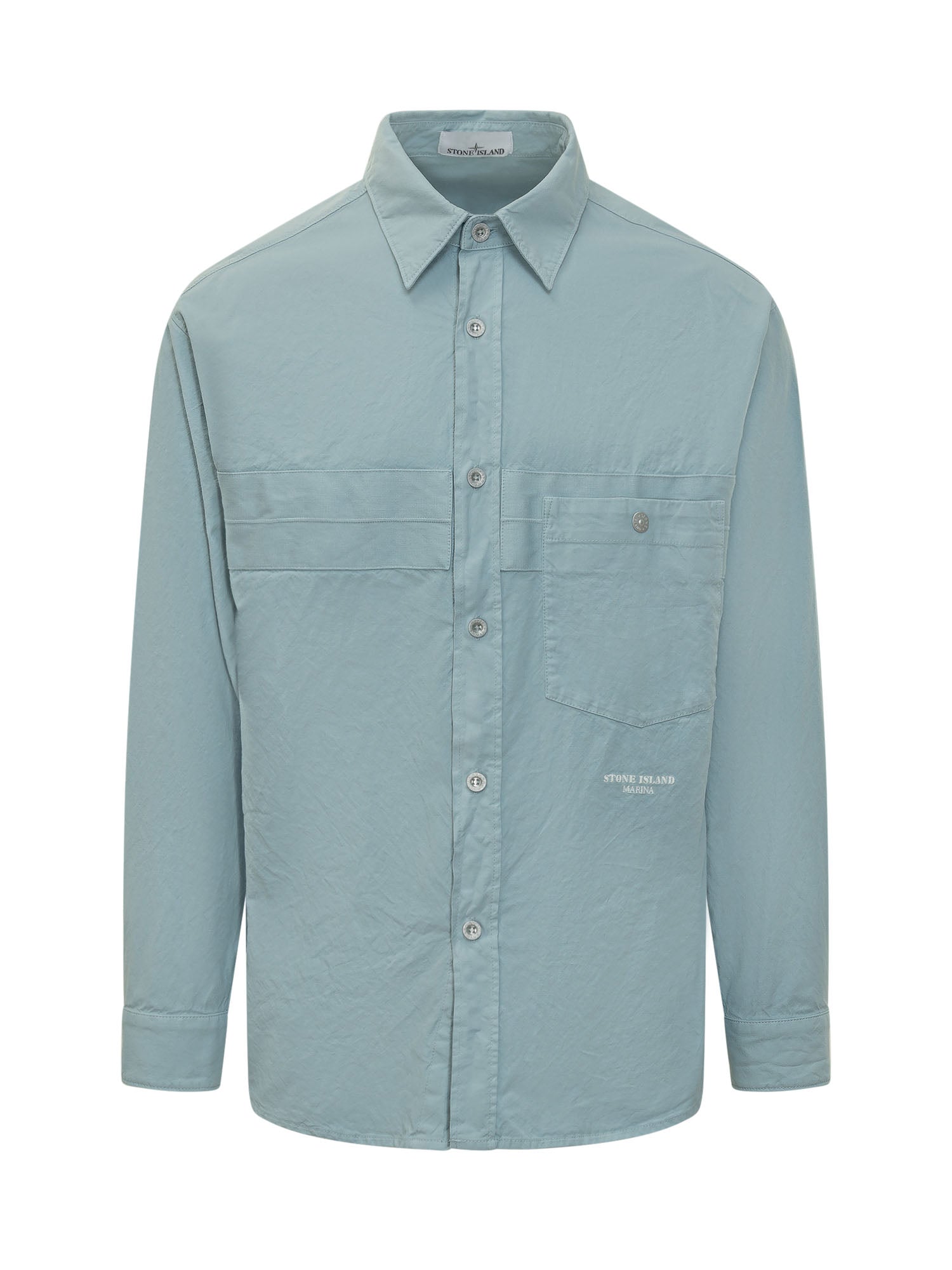 Оригінальна Long Sleeve Shirt With Chest Pocket And Buttons Stone island – боковий вид