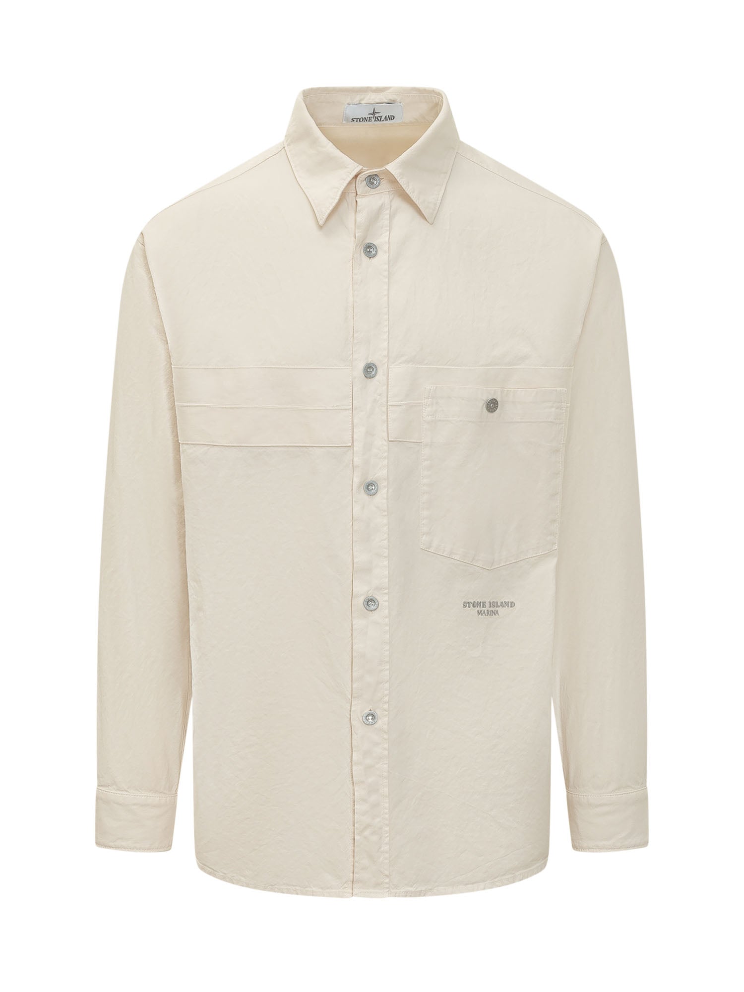 Оригінальна Long Sleeve Shirt With Chest Pocket And Buttons Stone island – боковий вид