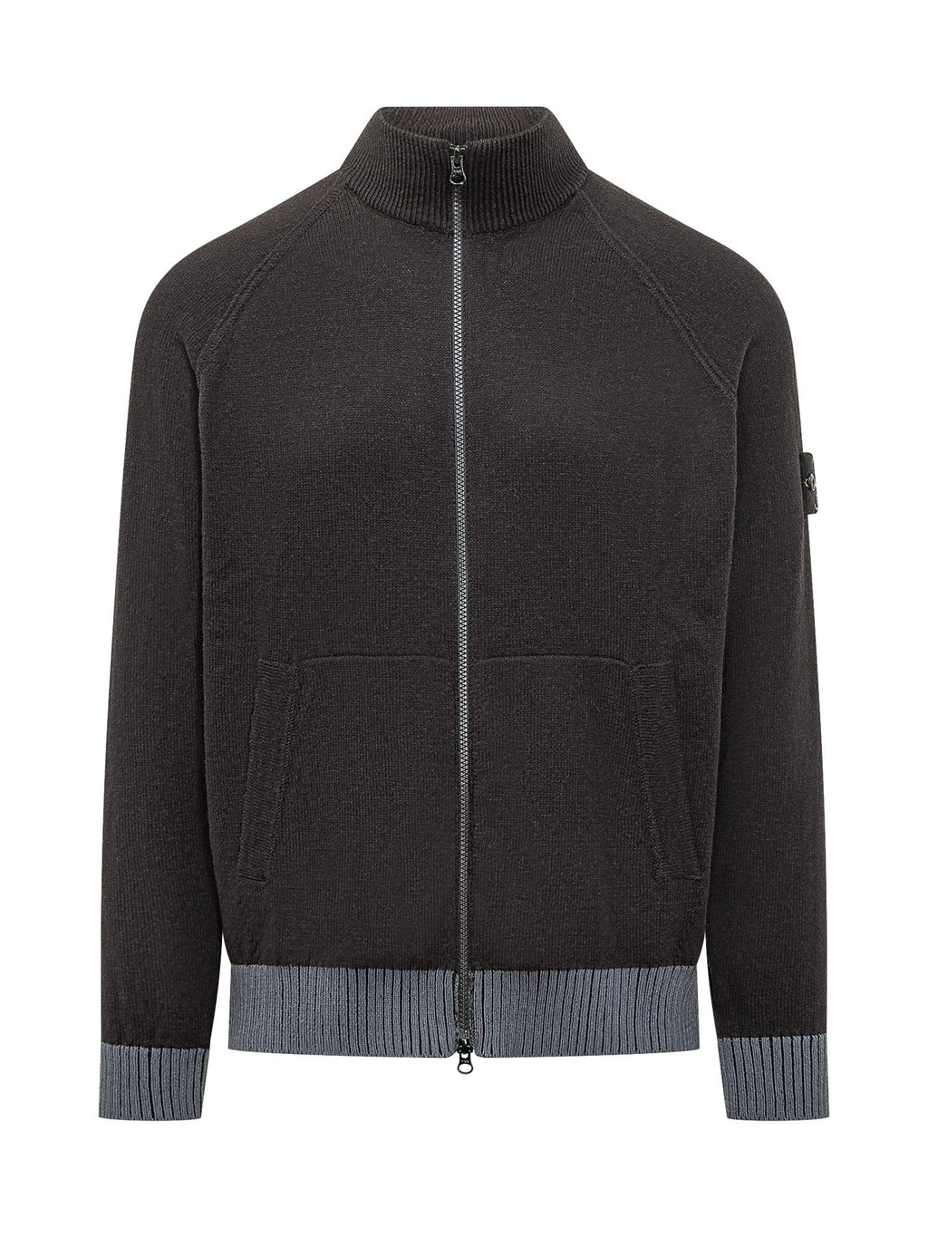 Оригінальна Zipped Knit Cardigan With High Neck Stone island – боковий вид