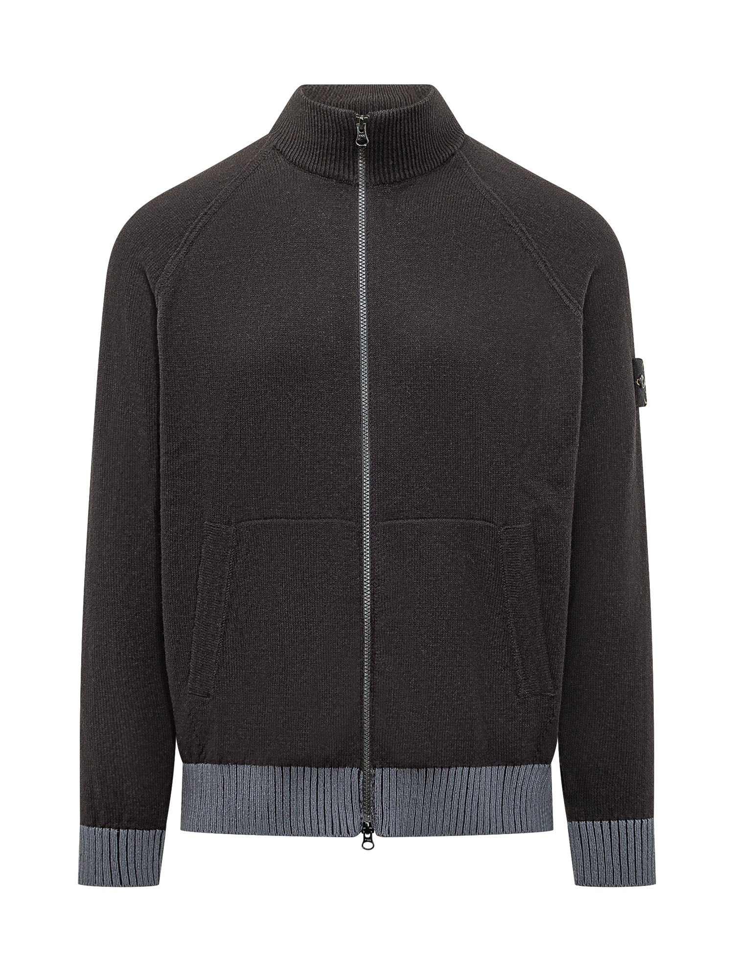 Оригінальна Zipped Knit Cardigan With High Neck Stone island – боковий вид