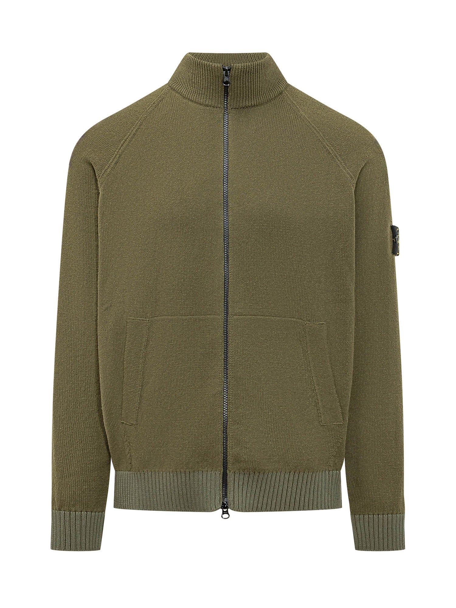 Green Knit Zip Cardigan With High Neck Stone island – Гарантія оригінальності – боковий вид