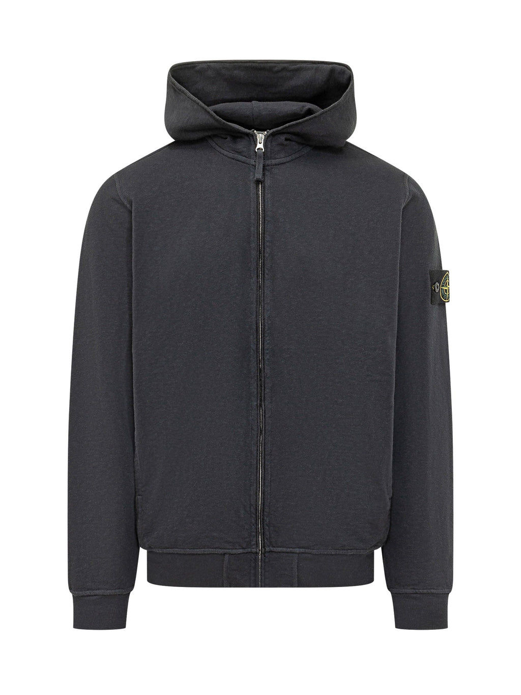 Black Cotton Zip-Up Hoodie Stone island – Гарантія оригінальності – боковий вид