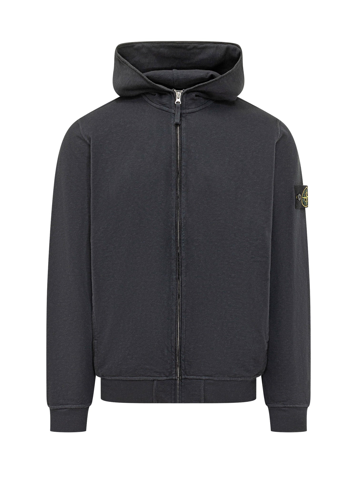 Black Cotton Zip-Up Hoodie Stone island – Гарантія оригінальності – боковий вид