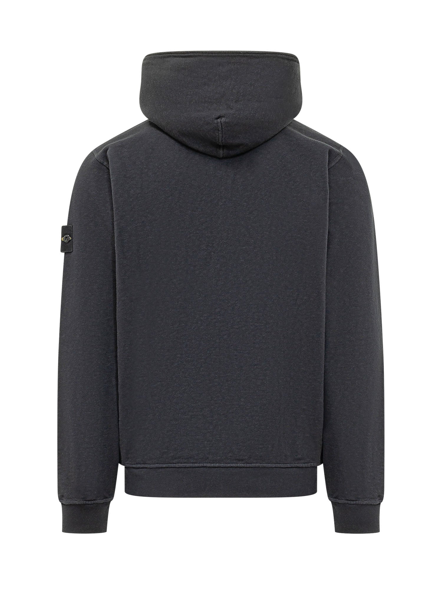 Black Cotton Zip-Up Hoodie Stone island – Гарантія оригінальності – вид ззаду