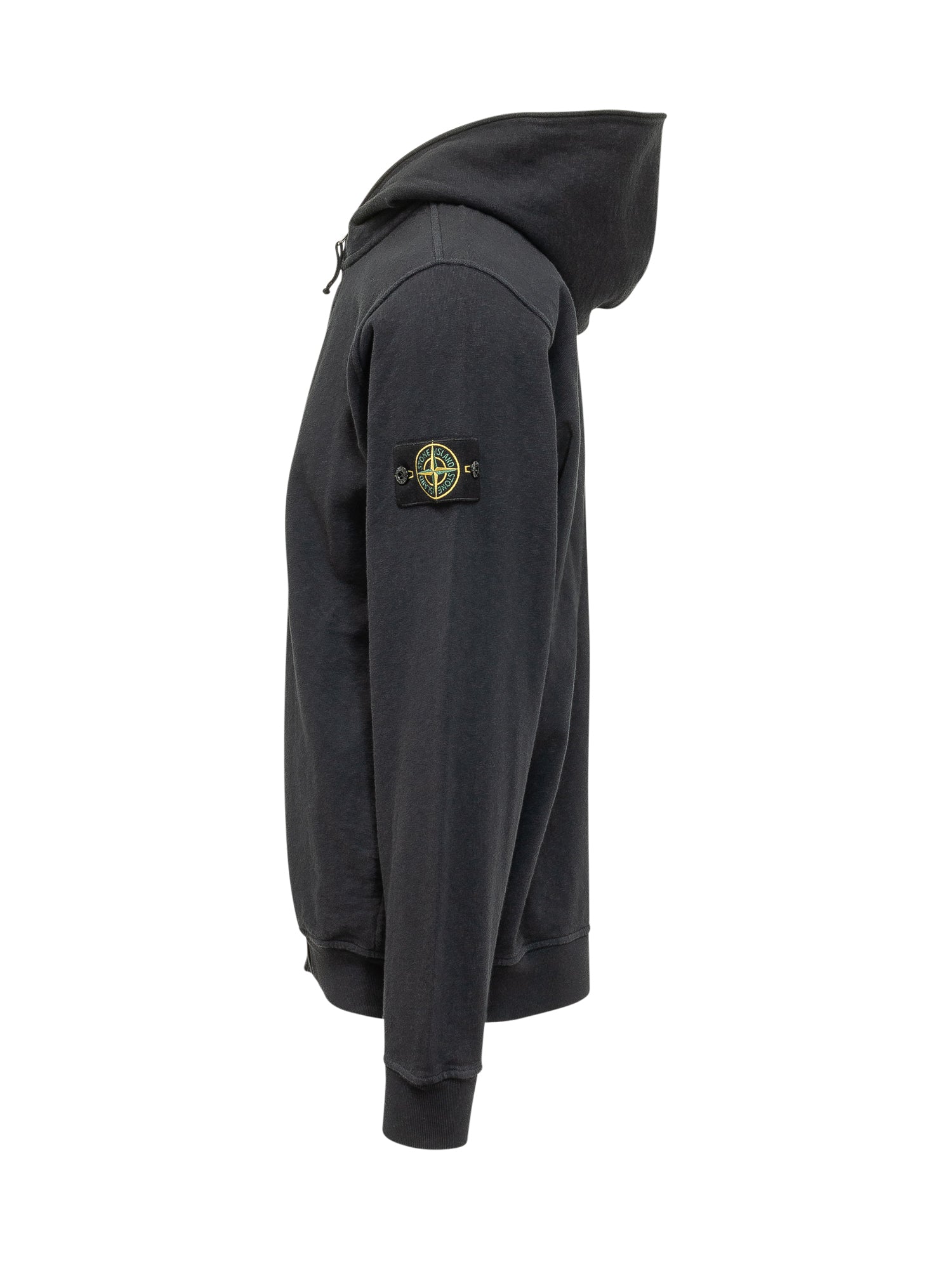 Black Cotton Zip-Up Hoodie Stone island – Гарантія оригінальності – детальний вид