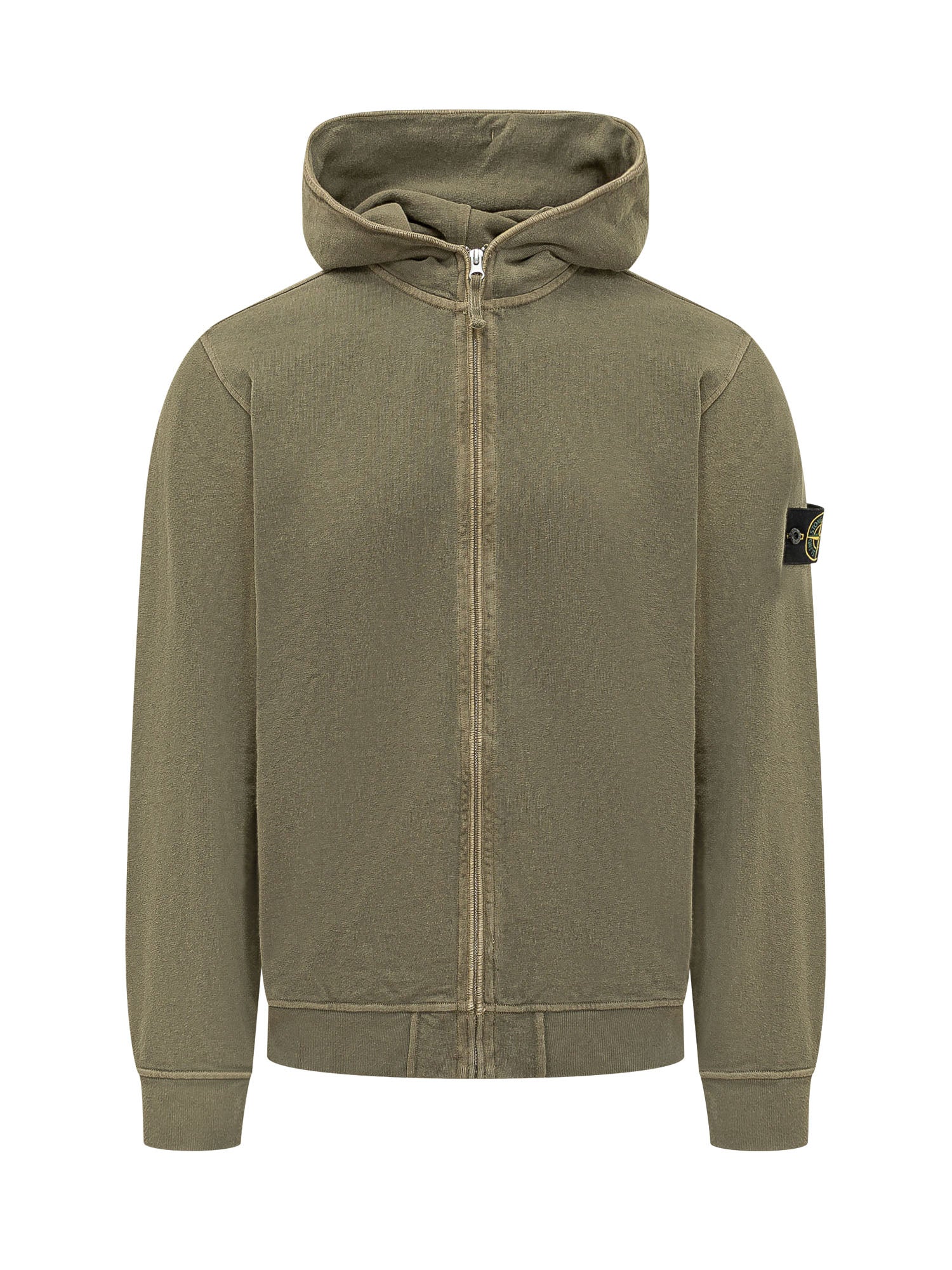 Green Cotton Zip-Up Hoodie Stone island – Гарантія оригінальності – боковий вид