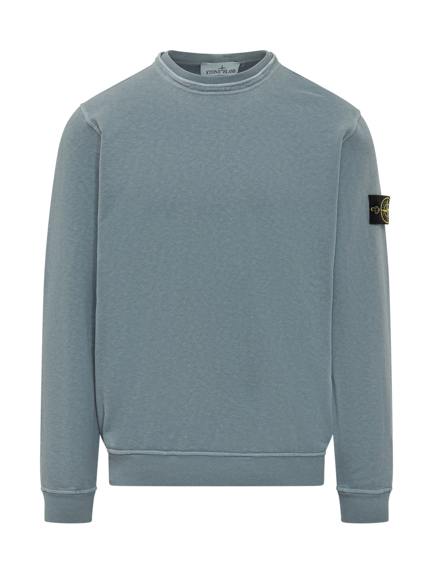 Crewneck Sweatshirt With Logo Patch Stone island – Гарантія оригінальності – боковий вид - STONE ISLAND