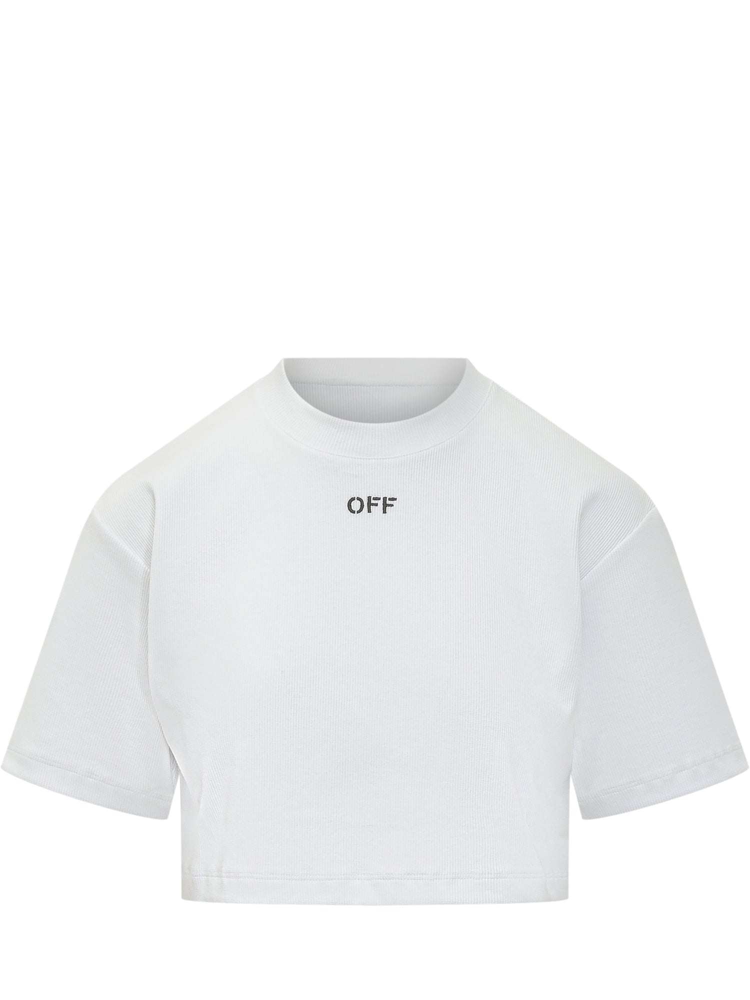 Ribbed Cropped T-Shirt Off-white оригінал – Купити в Україні – боковий вид