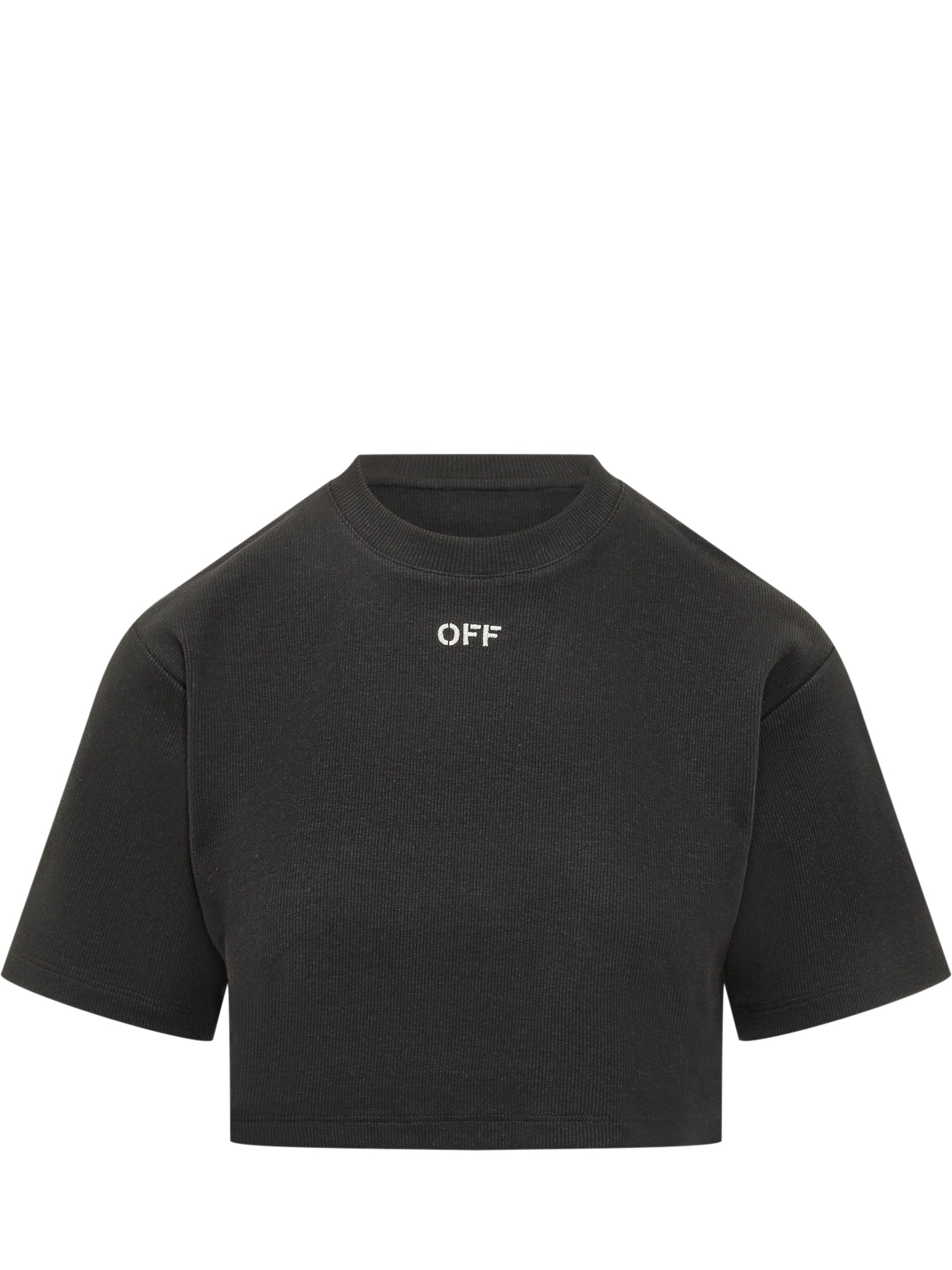 Ribbed Cropped T-Shirt Off-white оригінал – Купити в Україні – боковий вид