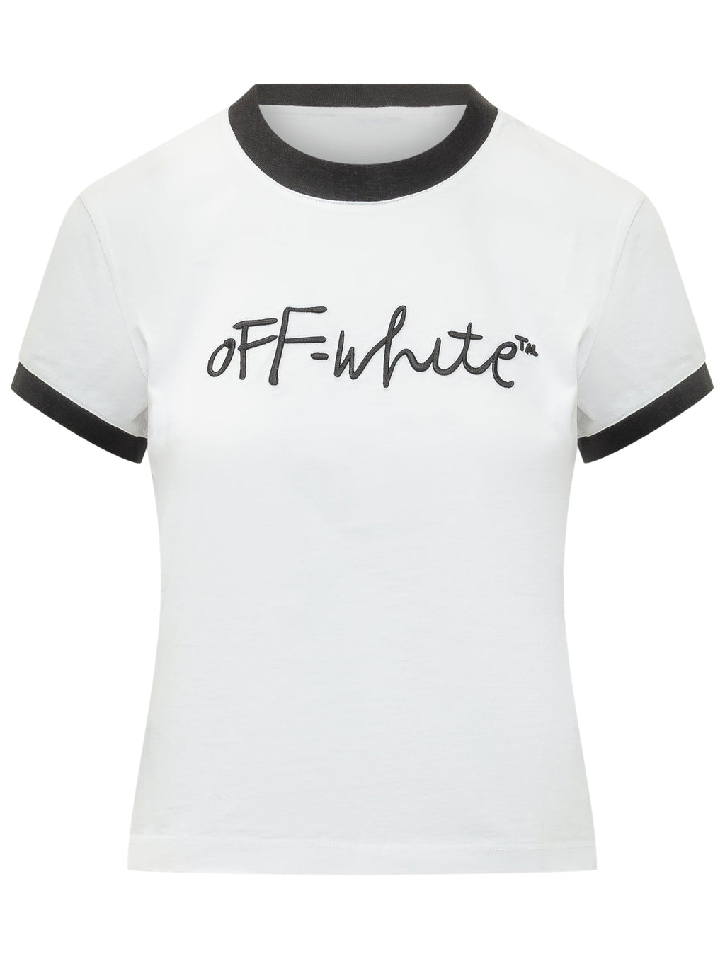 Script Fitted T-Shirt Off-white – Гарантія оригінальності – боковий вид