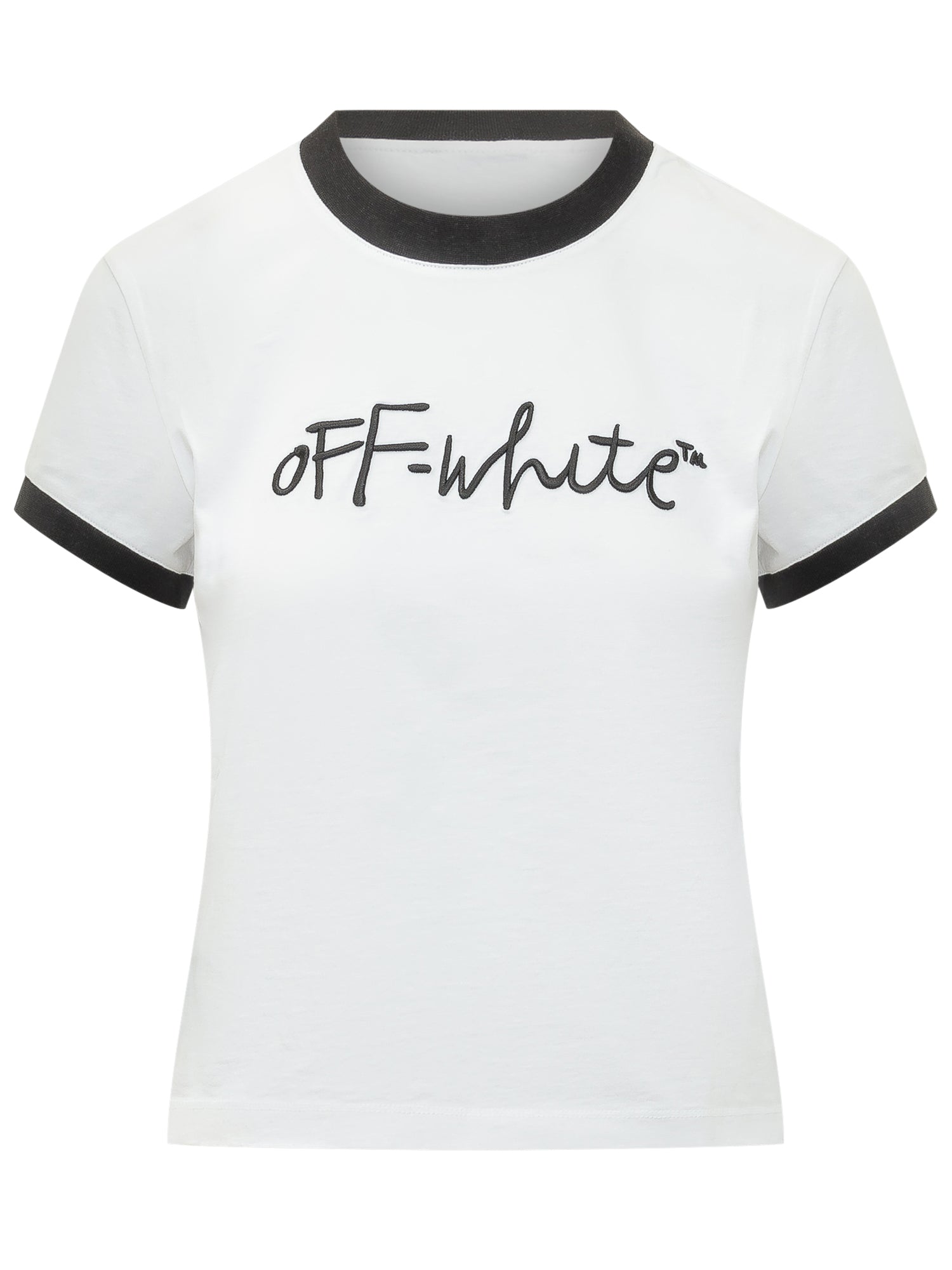 Script Fitted T-Shirt Off-white – Гарантія оригінальності – боковий вид
