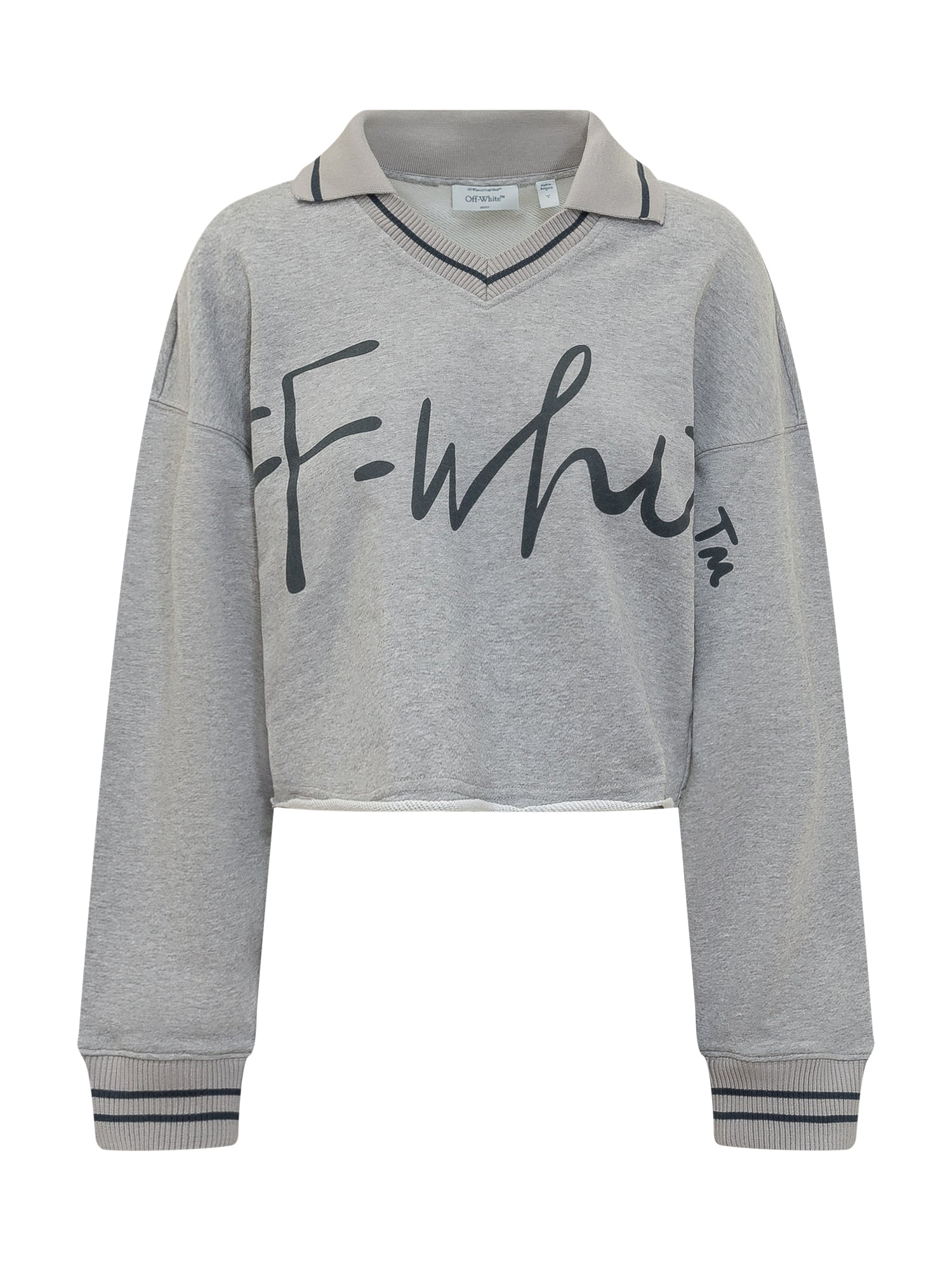 Cropped Sweatshirt With Script Logo Off-white – Гарантія оригінальності – боковий вид
