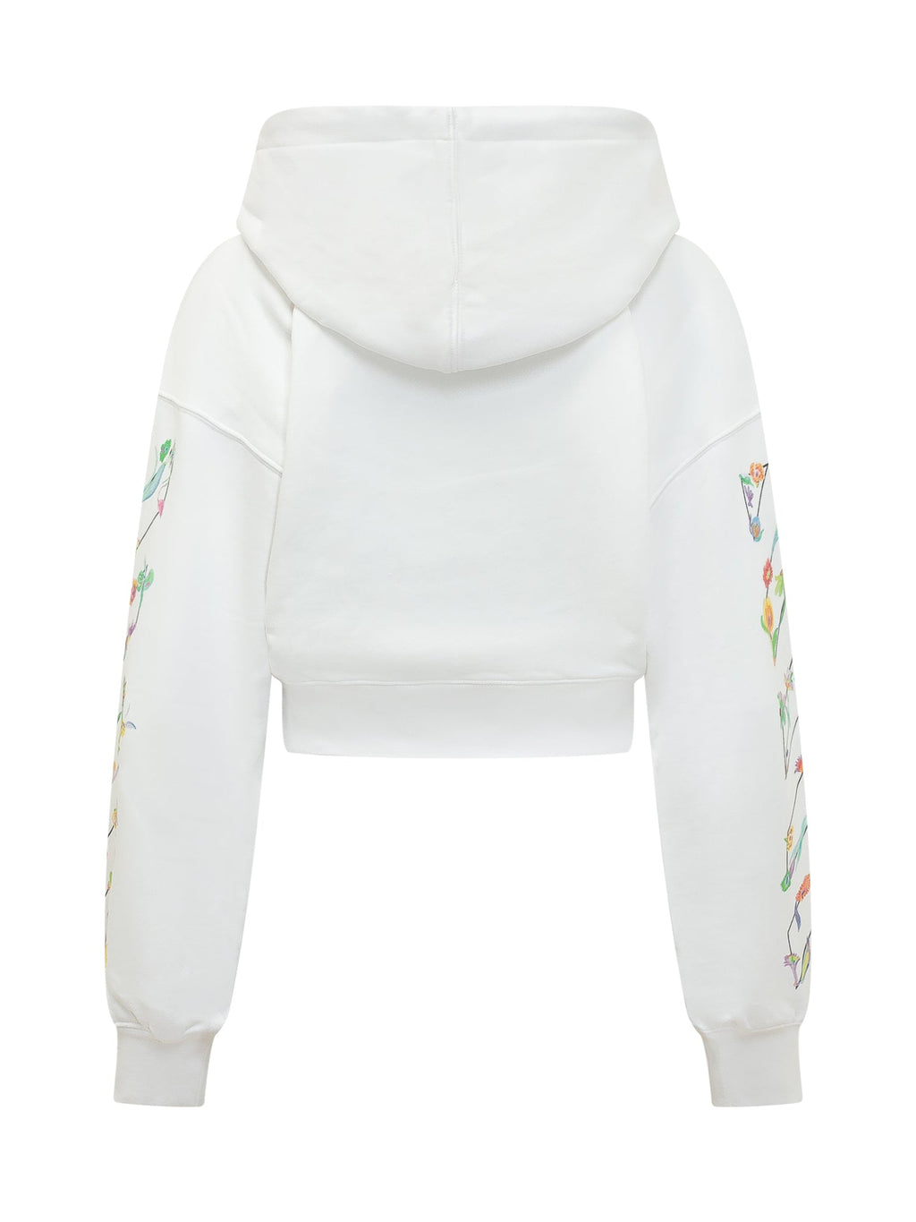 Cropped Hoodie With Floral Print Off-white оригінал – Купити в Україні – вид ззаду