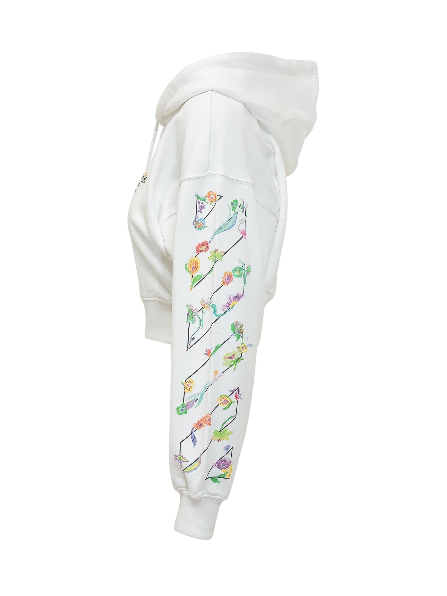 Cropped Hoodie With Floral Print Off-white оригінал – Купити в Україні – детальний вид