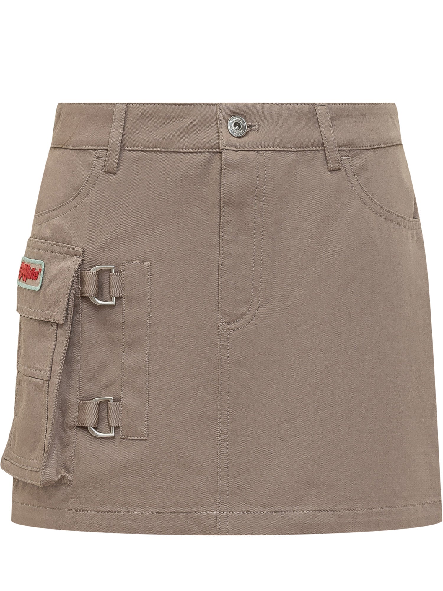 Mini Skirt With Pockets And Buckles Off-white оригінал – Купити в Україні – боковий вид