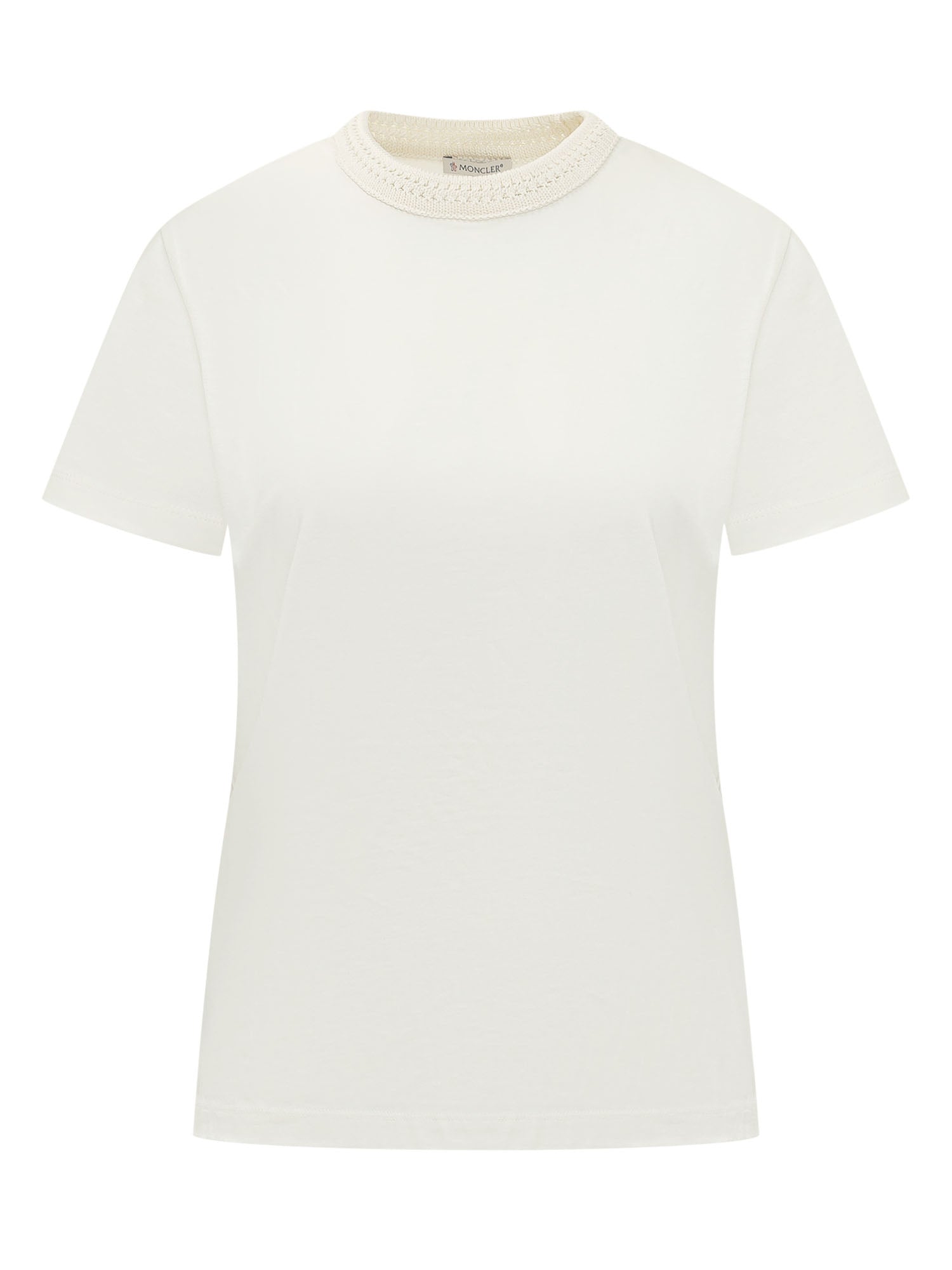 T-Shirt With Textured Crew Neck And Short Sleeves Moncler оригінал – Купити в Україні – боковий вид