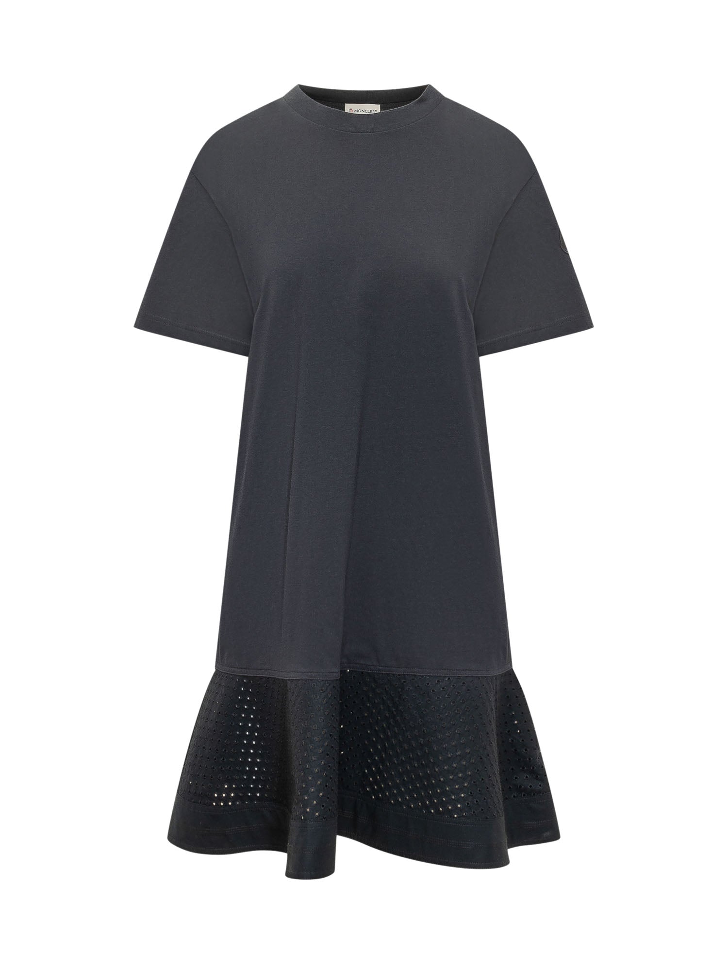 Оригінальна Dress With Short Sleeves And Eyelet Flounce Hem Moncler – боковий вид