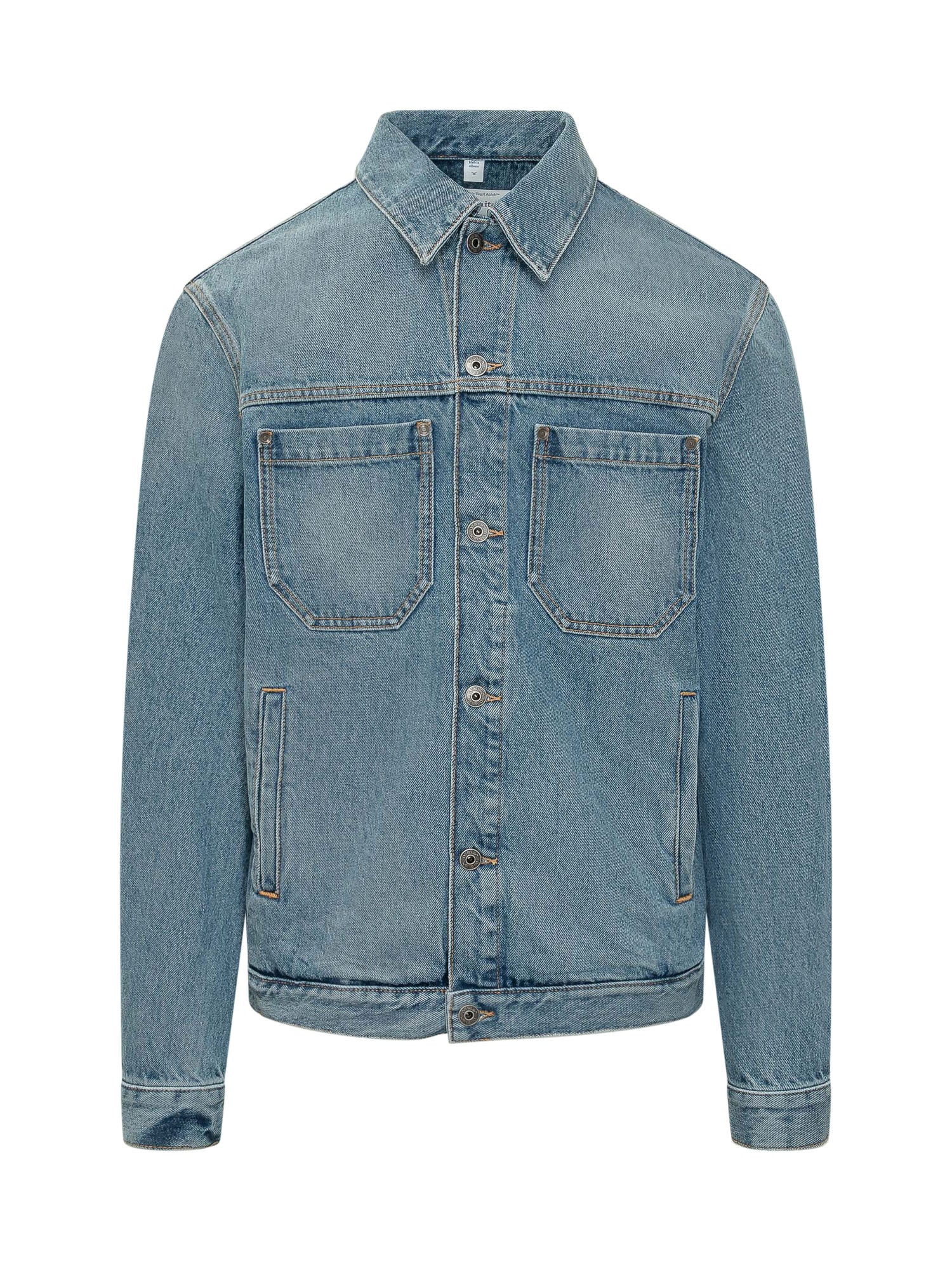 Denim Jacket With Pockets Off-white – Гарантія оригінальності – боковий вид