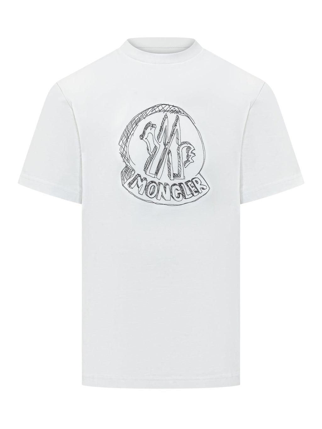 Short Sleeve T-Shirt With Sketch-Effect Logo Moncler – Гарантія оригінальності – боковий вид