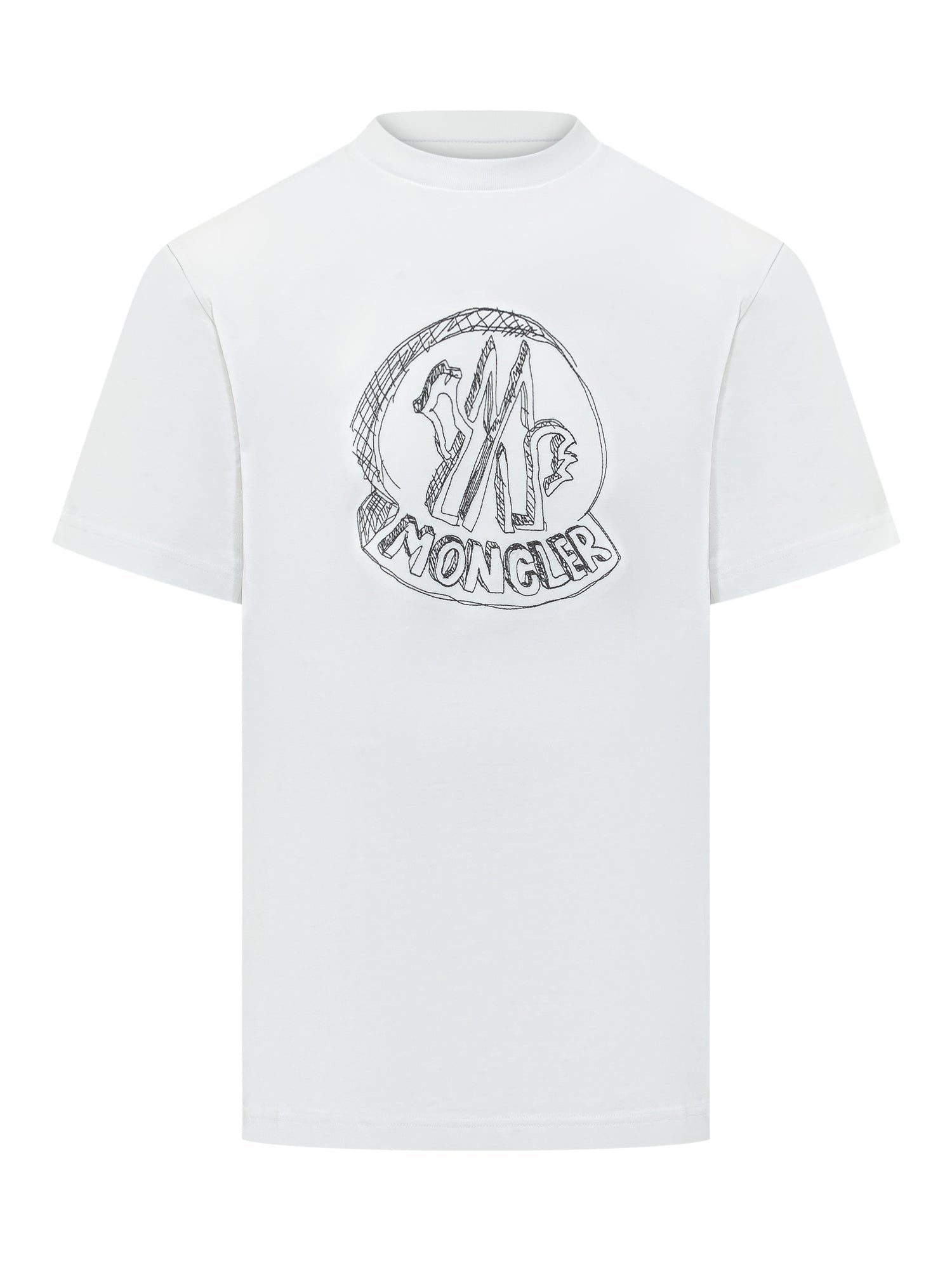Short Sleeve T-Shirt With Sketch-Effect Logo Moncler – Гарантія оригінальності – боковий вид