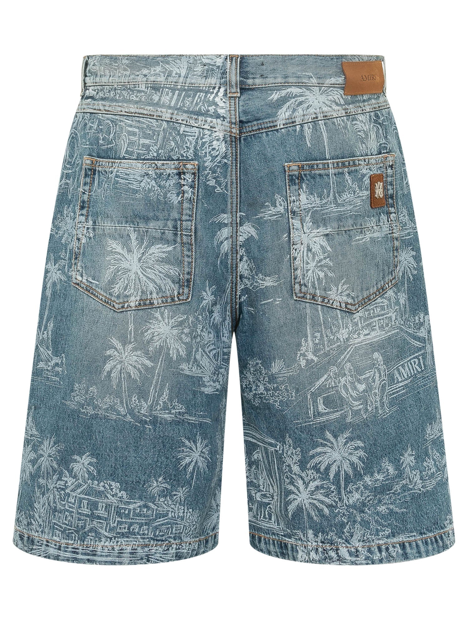 Оригінальна Chateau Denim Shorts With Landscape Print Amiri – вид ззаду