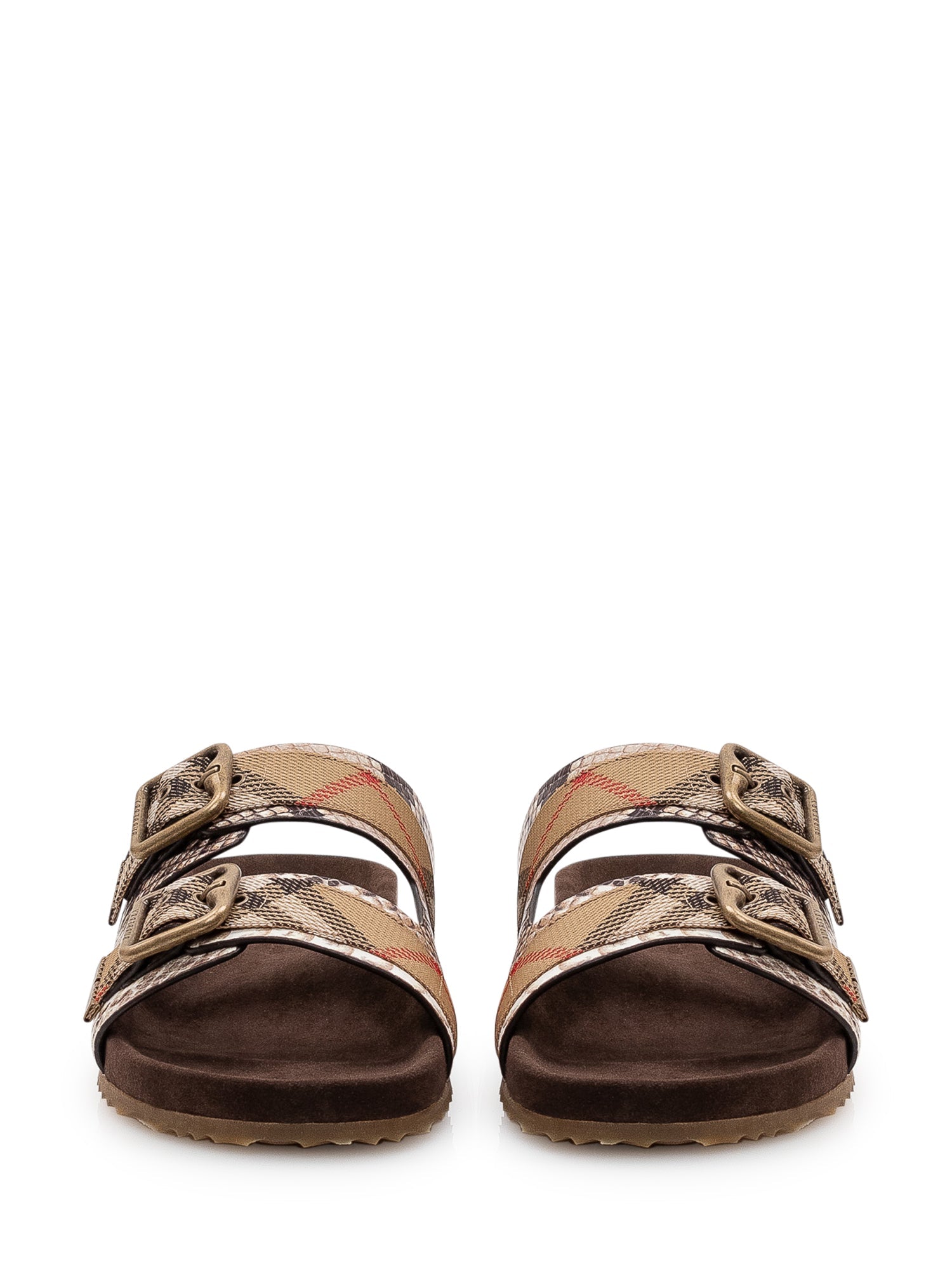 Оригінальна Urchin Sandals With Double Buckle And Print Burberry – вид ззаду